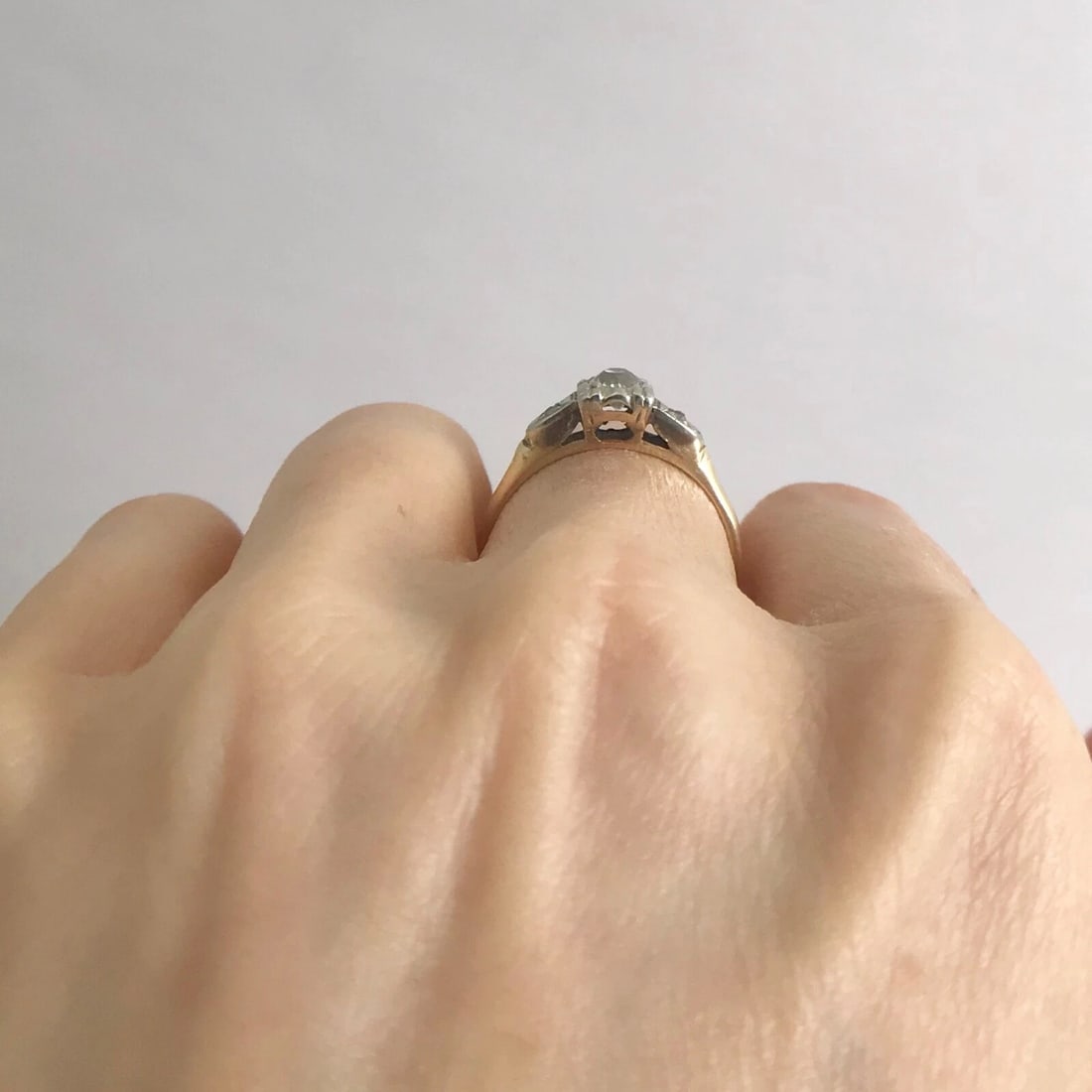 Vintage 1930's European Cut Diamond Engagement Ring 14K Yellow White Gold 1.78 G - 6