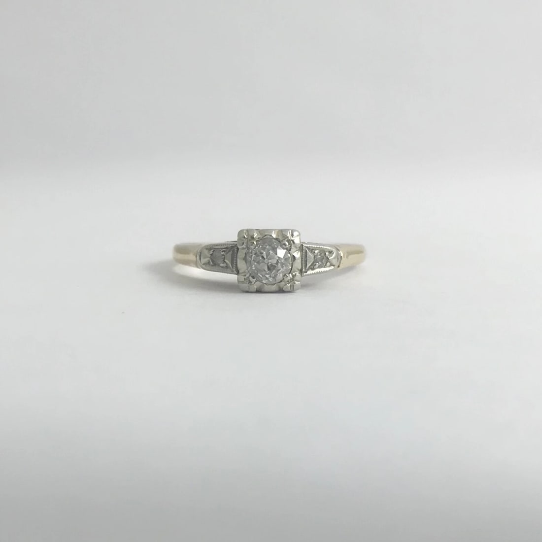Vintage 1930's European Cut Diamond Engagement Ring 14K Yellow White Gold 1.78 G - 8
