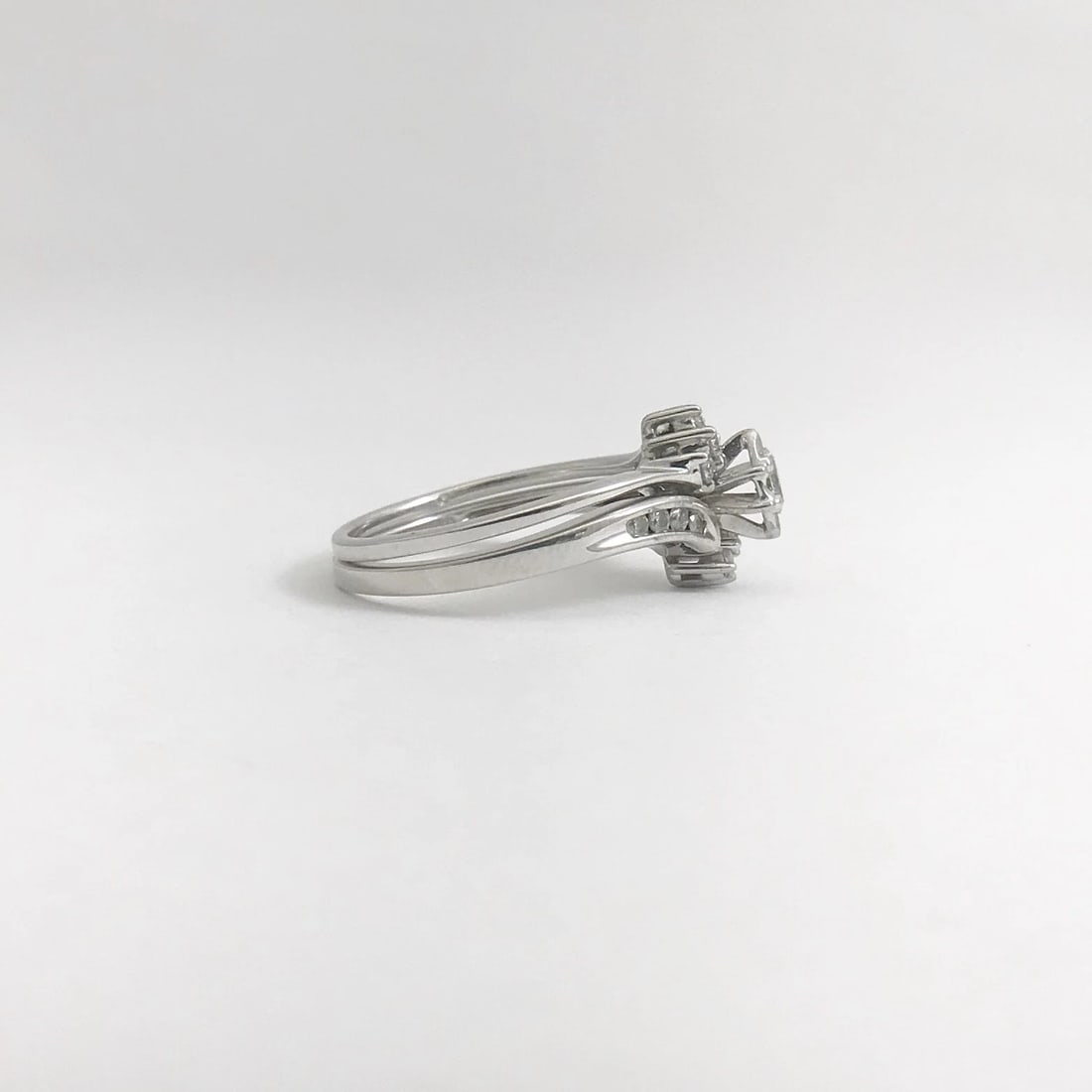 Vintage Marquise Diamond Engagement Ring Set 10K White Gold, .22 CTW, 3.59 Grams - 7