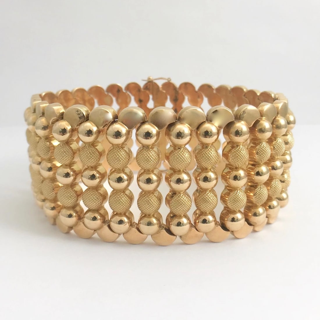 Vintage 1940's Wide Chain Link Bracelet 18K Yellow Gold, 9 Inches, 78.69 Grams - 6