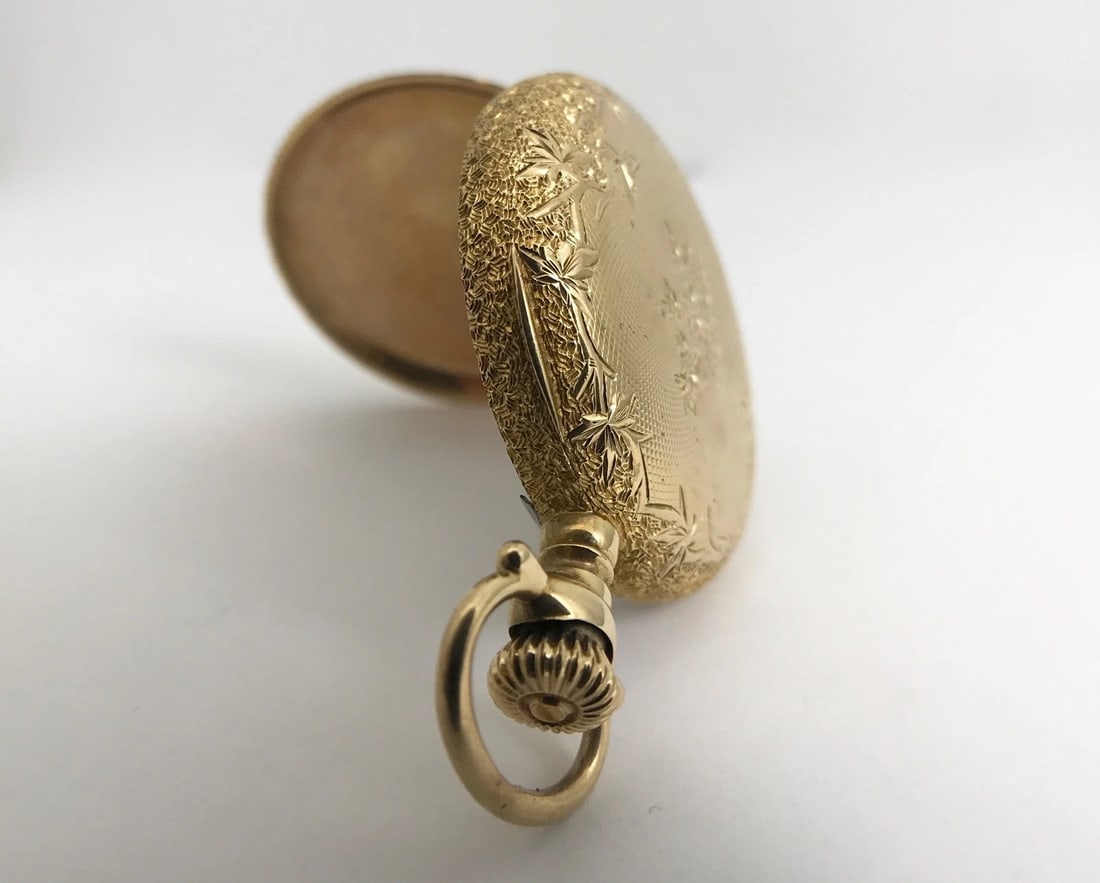 Antique Waltham Ornate Pocket Watch 14K Yellow Gold, 1900-1910, 35 mm, 38.8 Gram - 9