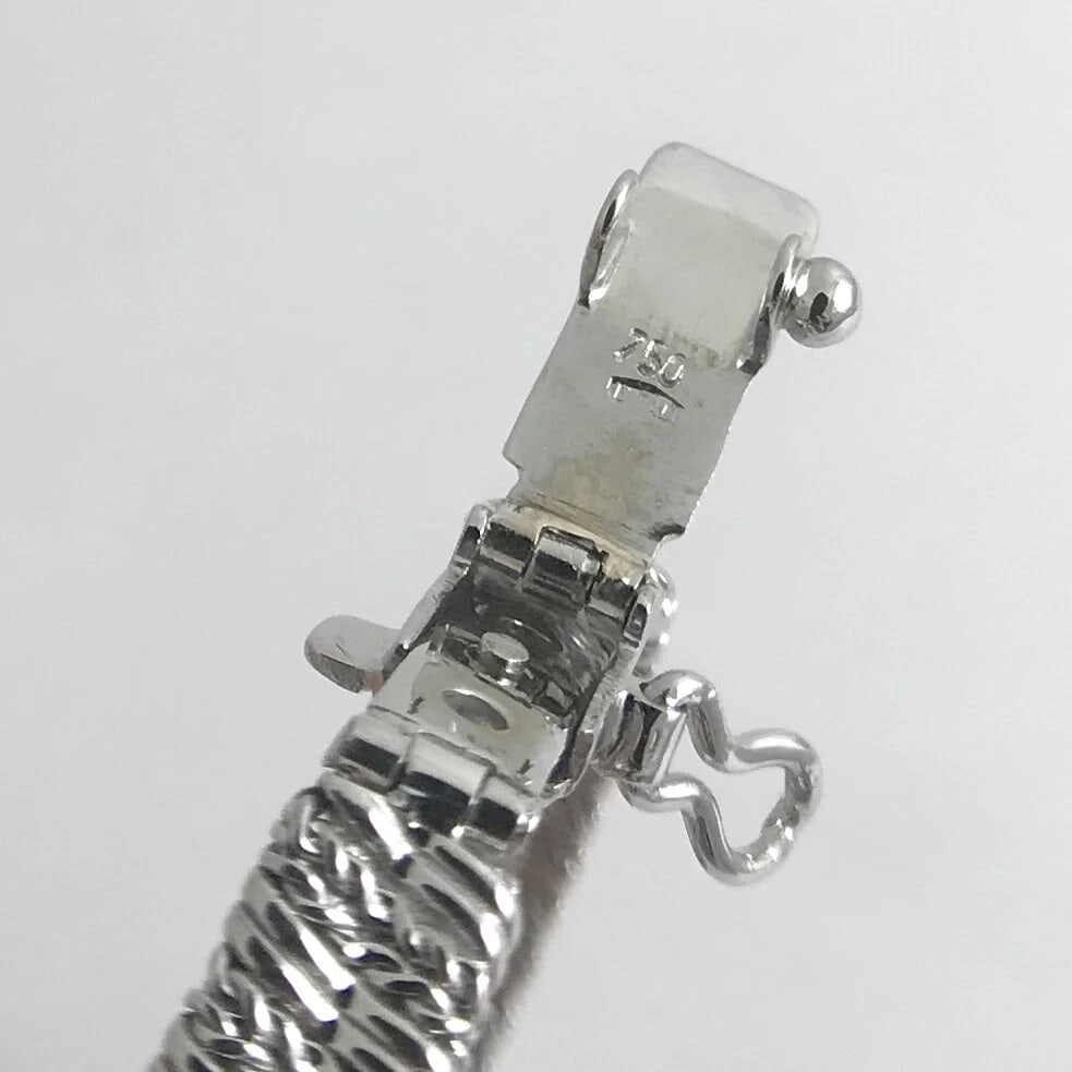 Vintage Blue Sapphire Diamond Geometric Cluster Bracelet 18K White Gold, 32.3 Gr - 11