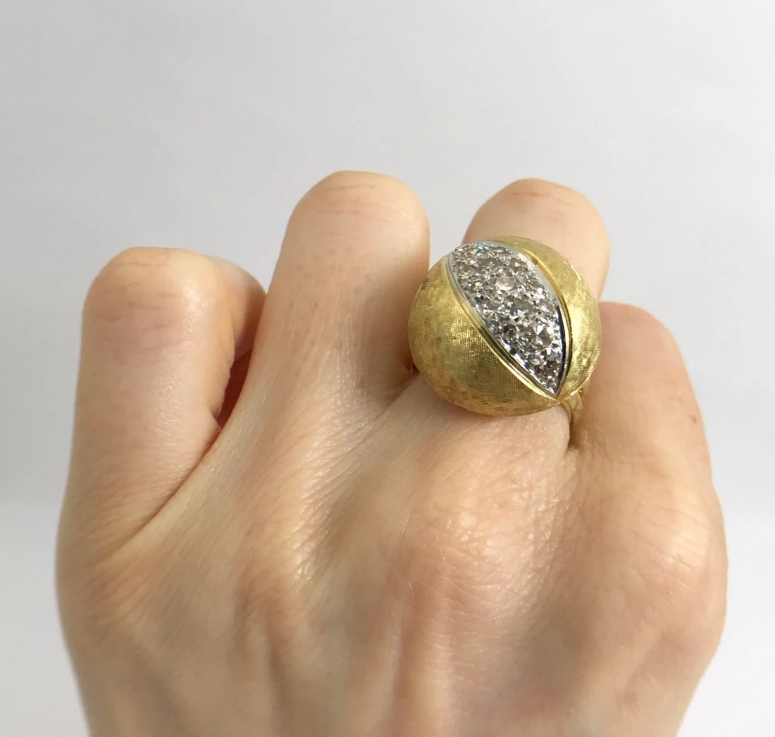 Vintage 1960's Diamond Dome Cocktail Ring 18K Yellow Gold, .40 CTW, 14.27 Grams - 5
