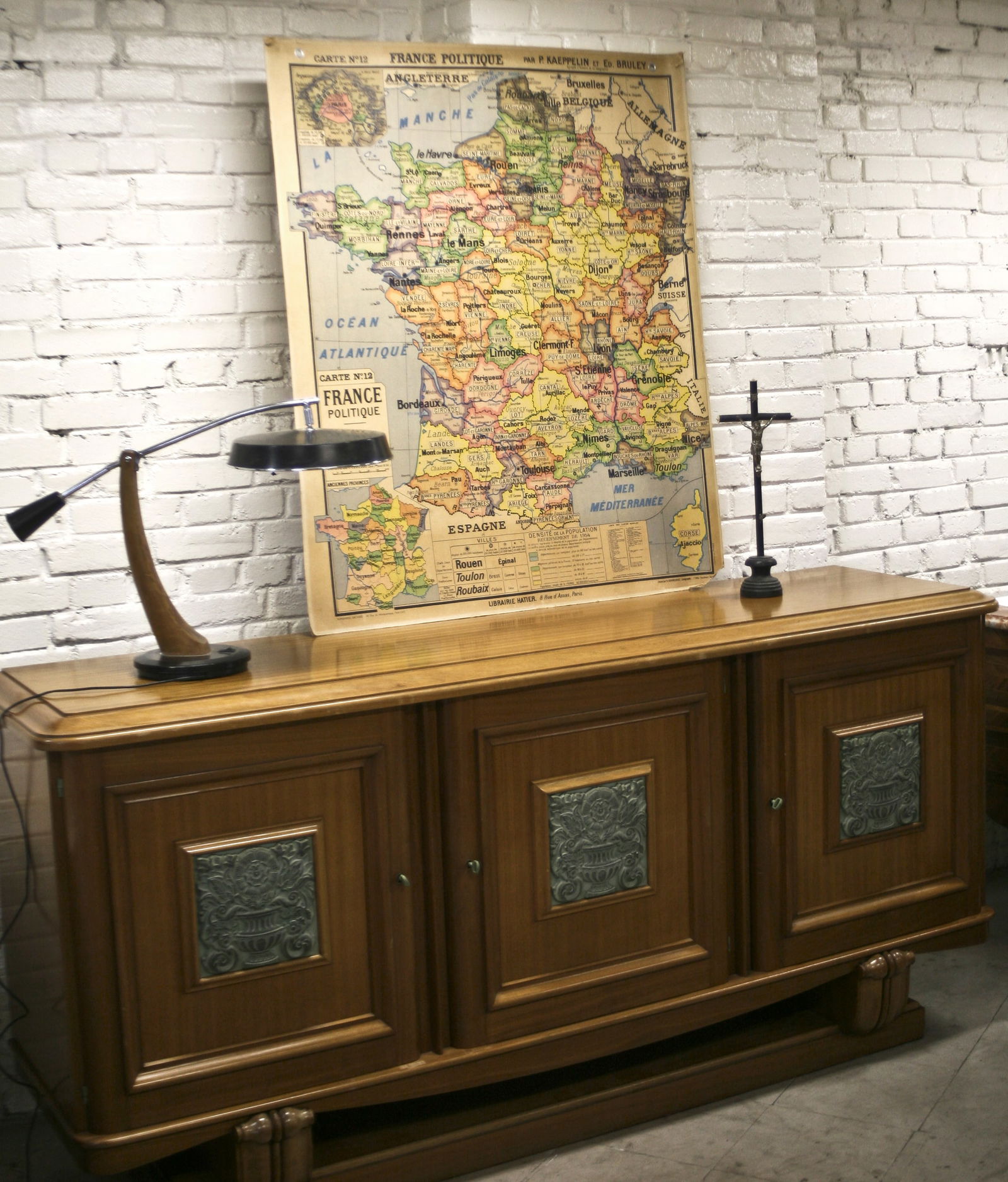 LARGE FRENCH SCHOOL Aid Geographic MAP OF FRANCE Art deco period 1930 Delagrave - 3