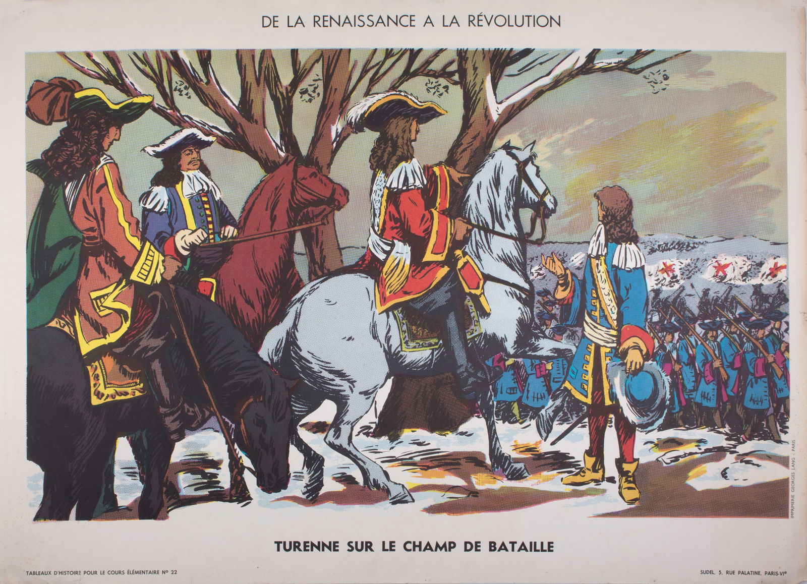 Vintage History french School Poster, Georges Lang 18 and 22 circa 1950 - 3