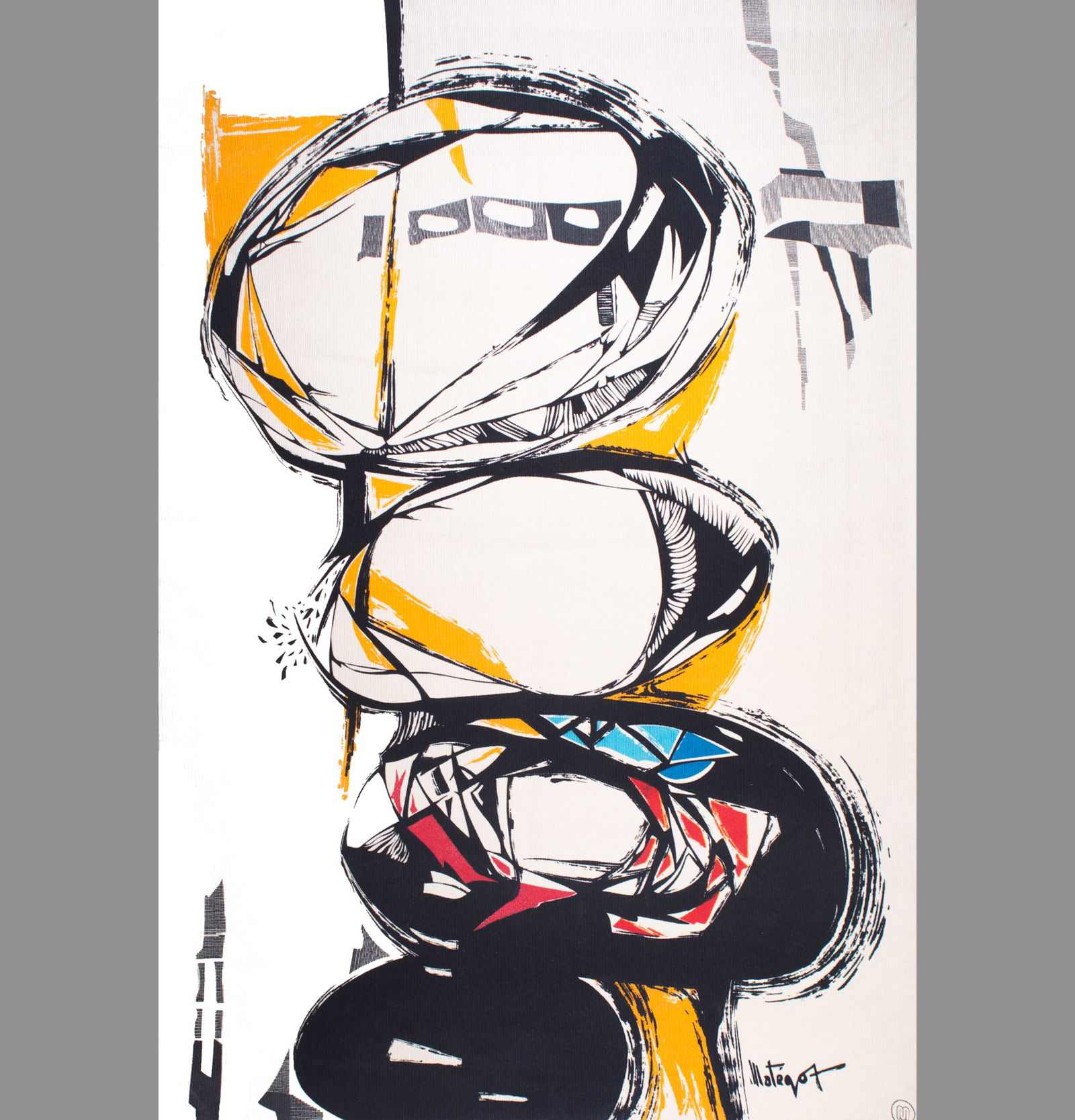 Mathieu Mategot tapestry Robert Four silk screened signed Totem - 2