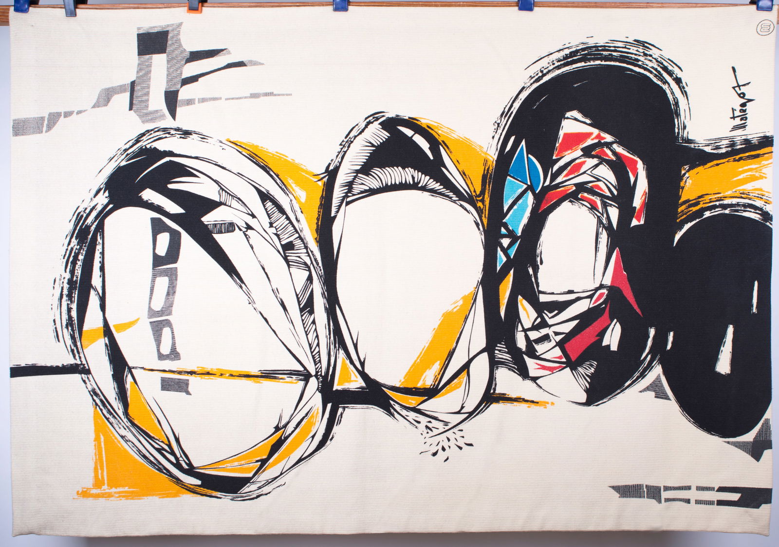 Mathieu Mategot tapestry Robert Four silk screened signed Totem - 3