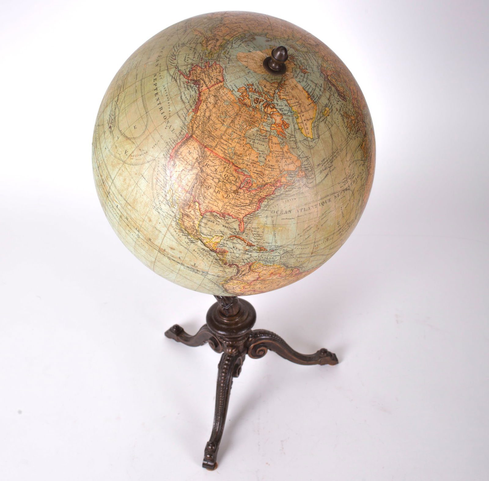 1900 Delamarche French antique terrestrial globe 13 " Berteaux editeur - 2