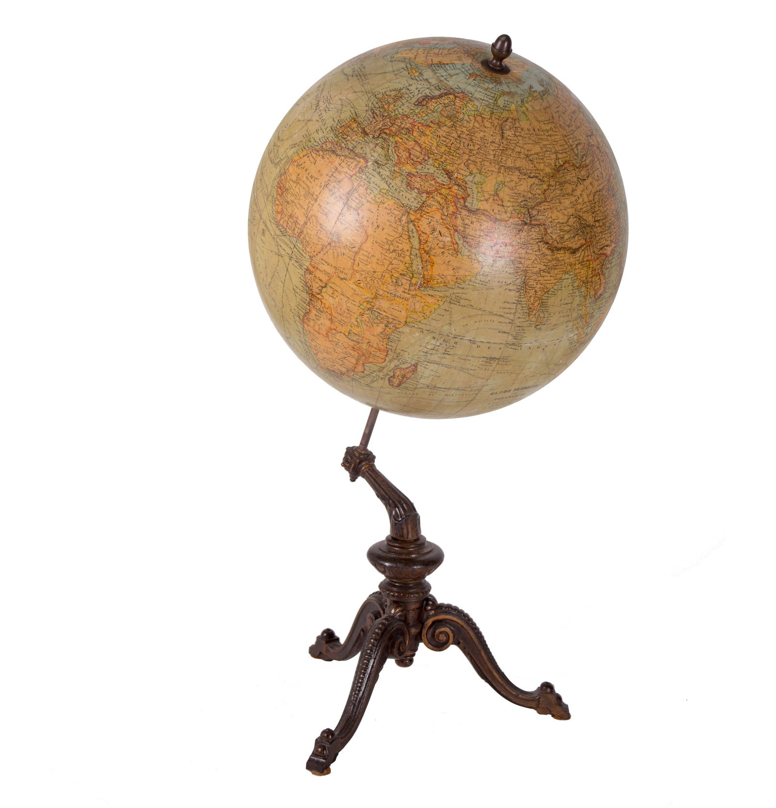 1900 Delamarche French antique terrestrial globe 13 " Berteaux editeur - 3