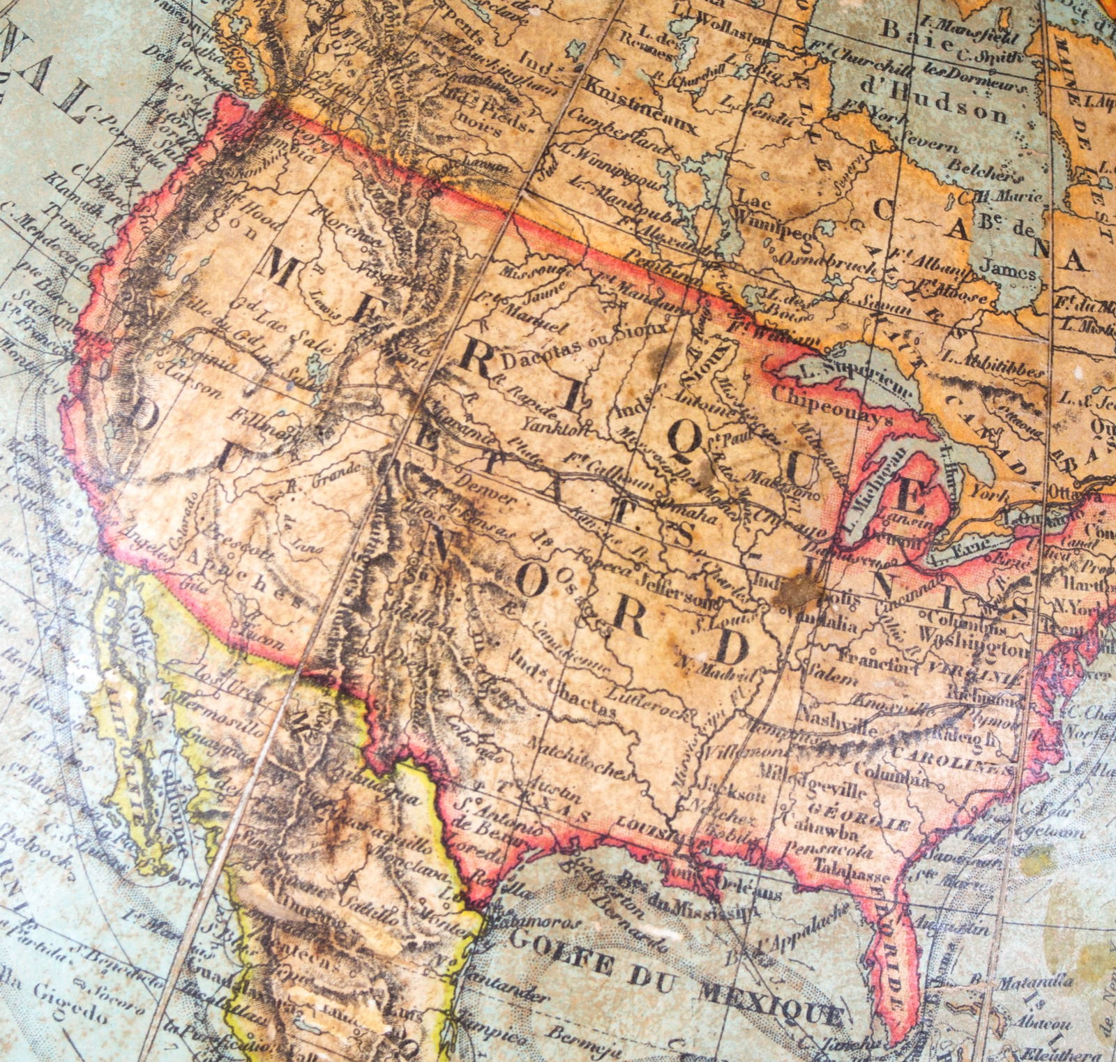 1900 Delamarche French antique terrestrial globe 13 " Berteaux editeur - 4