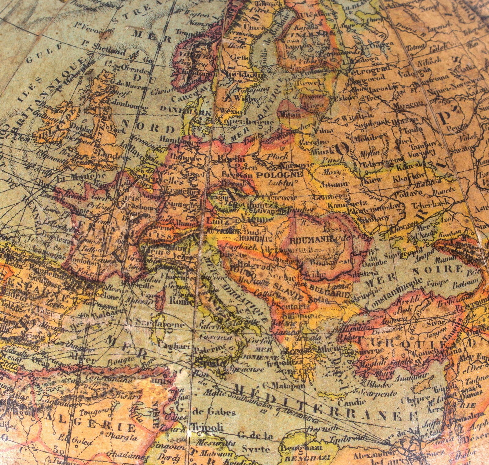 1900 Delamarche French antique terrestrial globe 13 " Berteaux editeur - 5