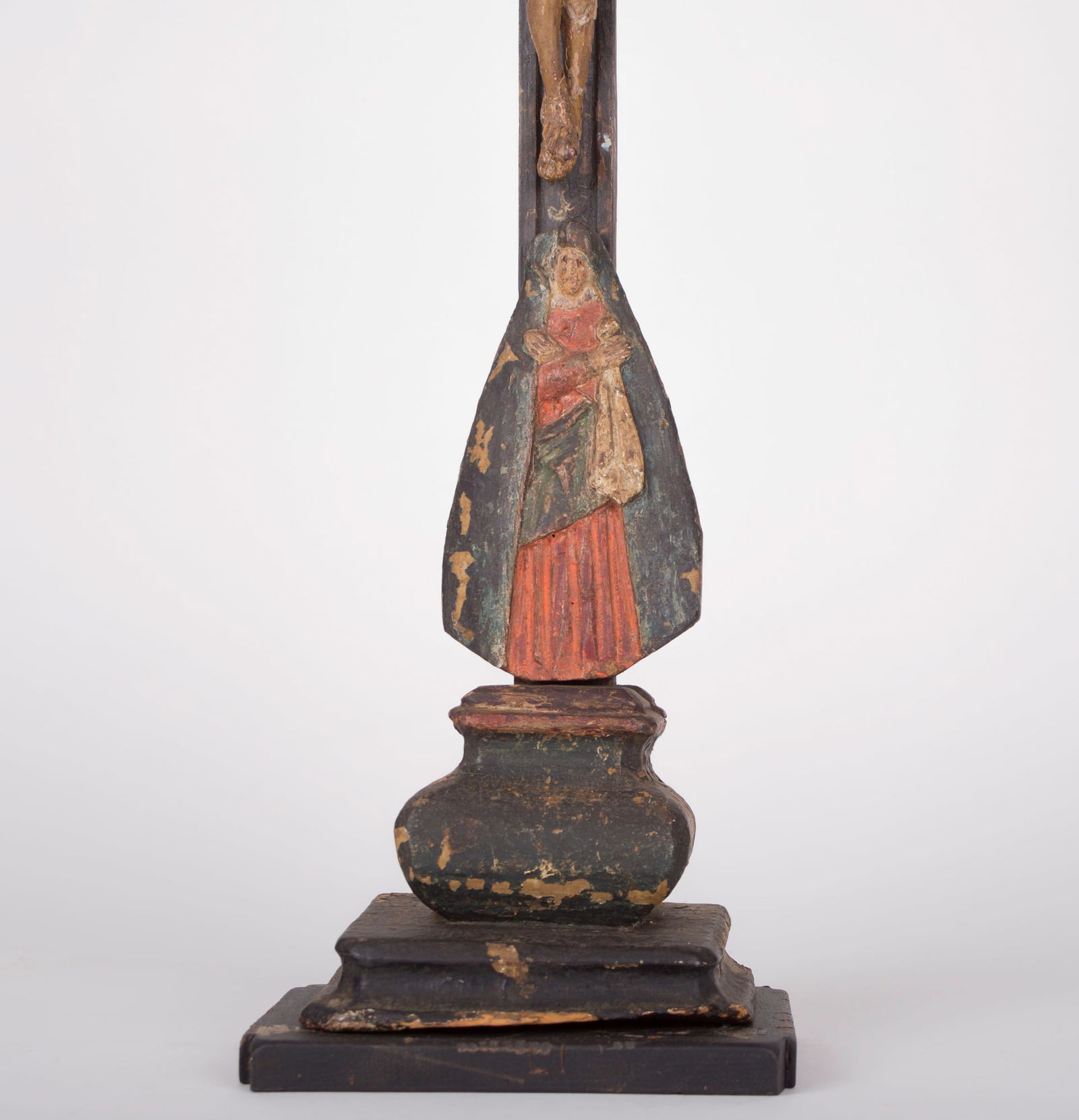 French early 18th Century Carved And Painted Wooden Crucifix - 3