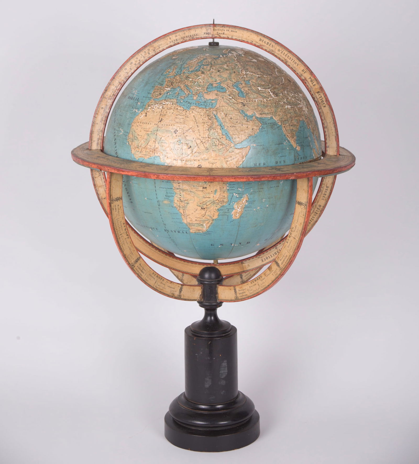 1850 LARGE 14" THURY & BELNET FRENCH ANTIQUE TERRESTRIAL GLOBE MAPPEMONDE - 3