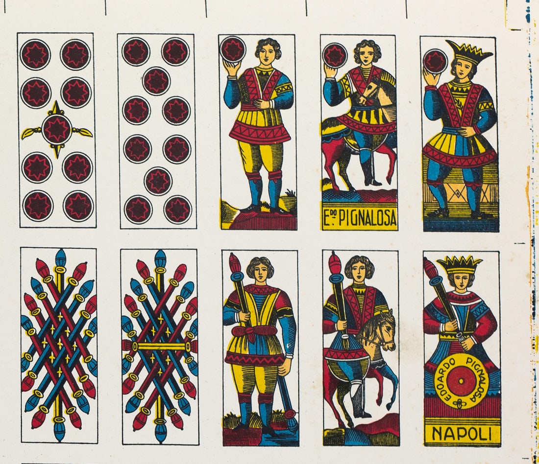 VINTAGE UNCUT ITALIAN Piacentine deck PLAYING CARDS PIGNALOSA NAPOLI - 2