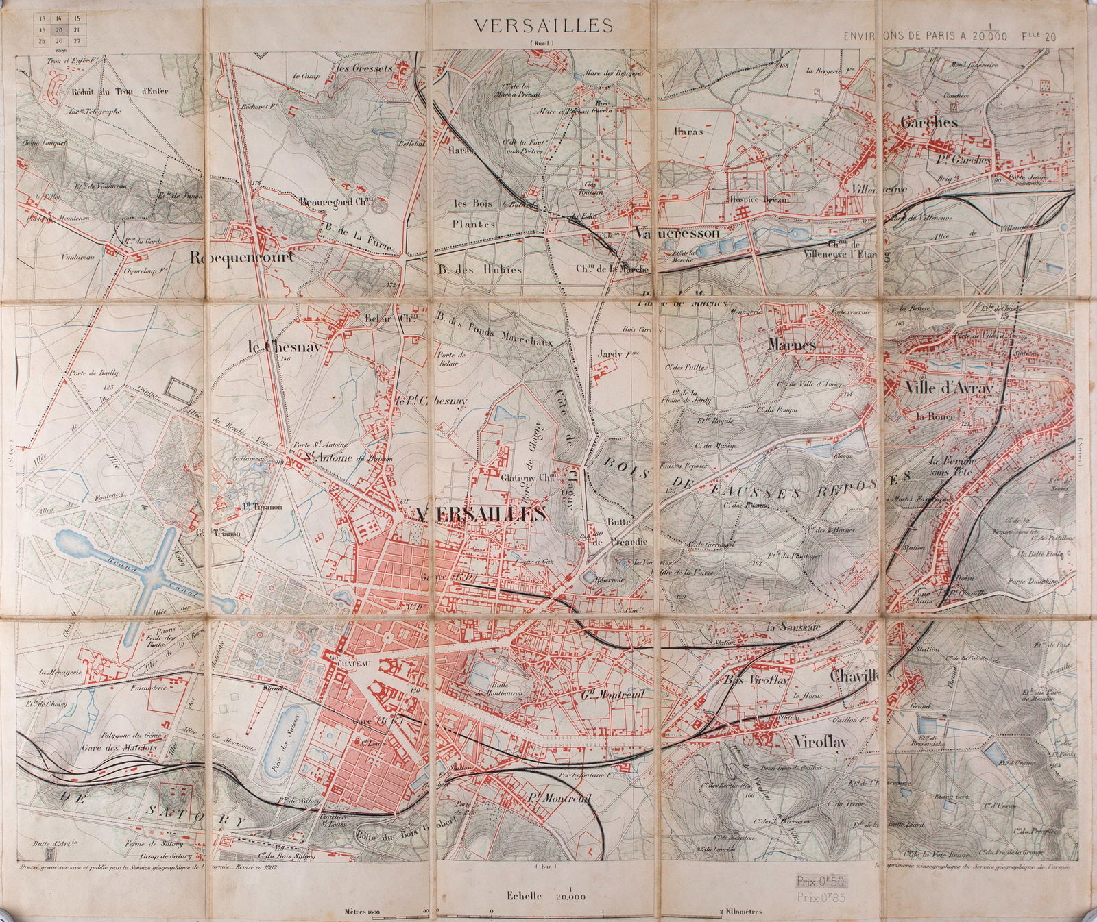 Versailles detailed map 1885 Survey map ordnance: Title: Versailles detailed map 1885 Survey map ordnance Description: Atlas administrative de Versailles ( Administrative atlas of Versailles map ) from 1885 . Those maps were used to survey and