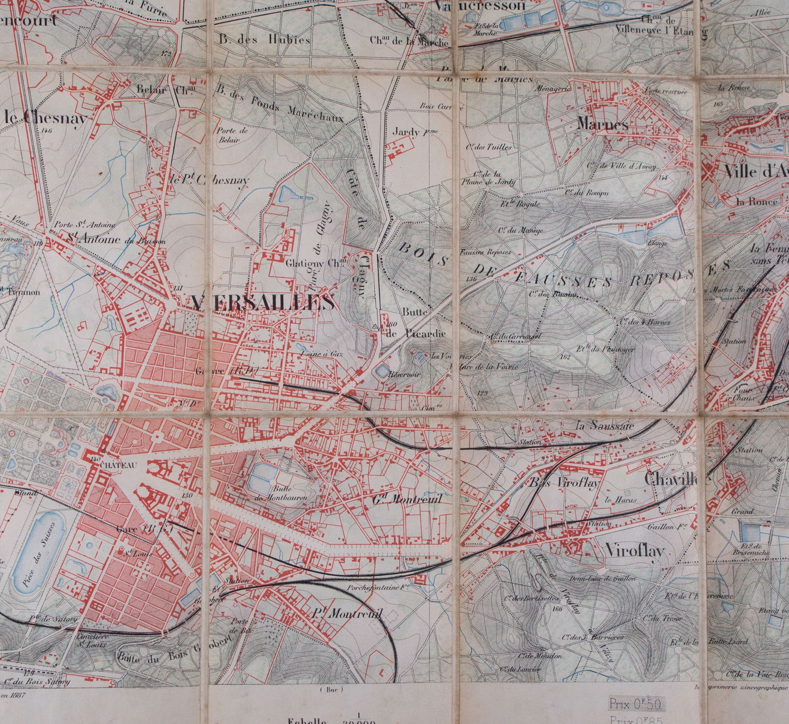 Versailles detailed map 1885 Survey map ordnance - 2