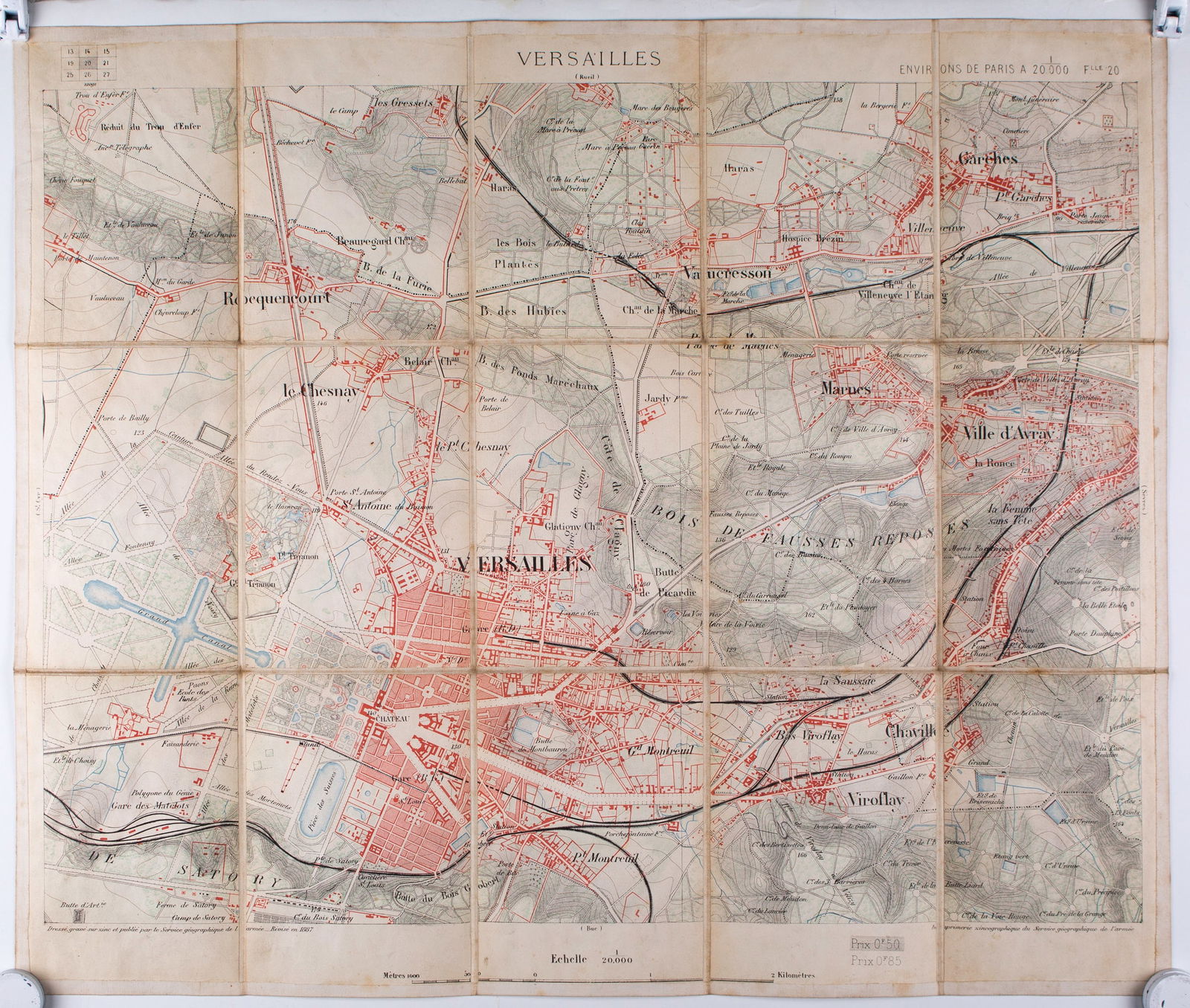 Versailles detailed map 1885 Survey map ordnance - 3