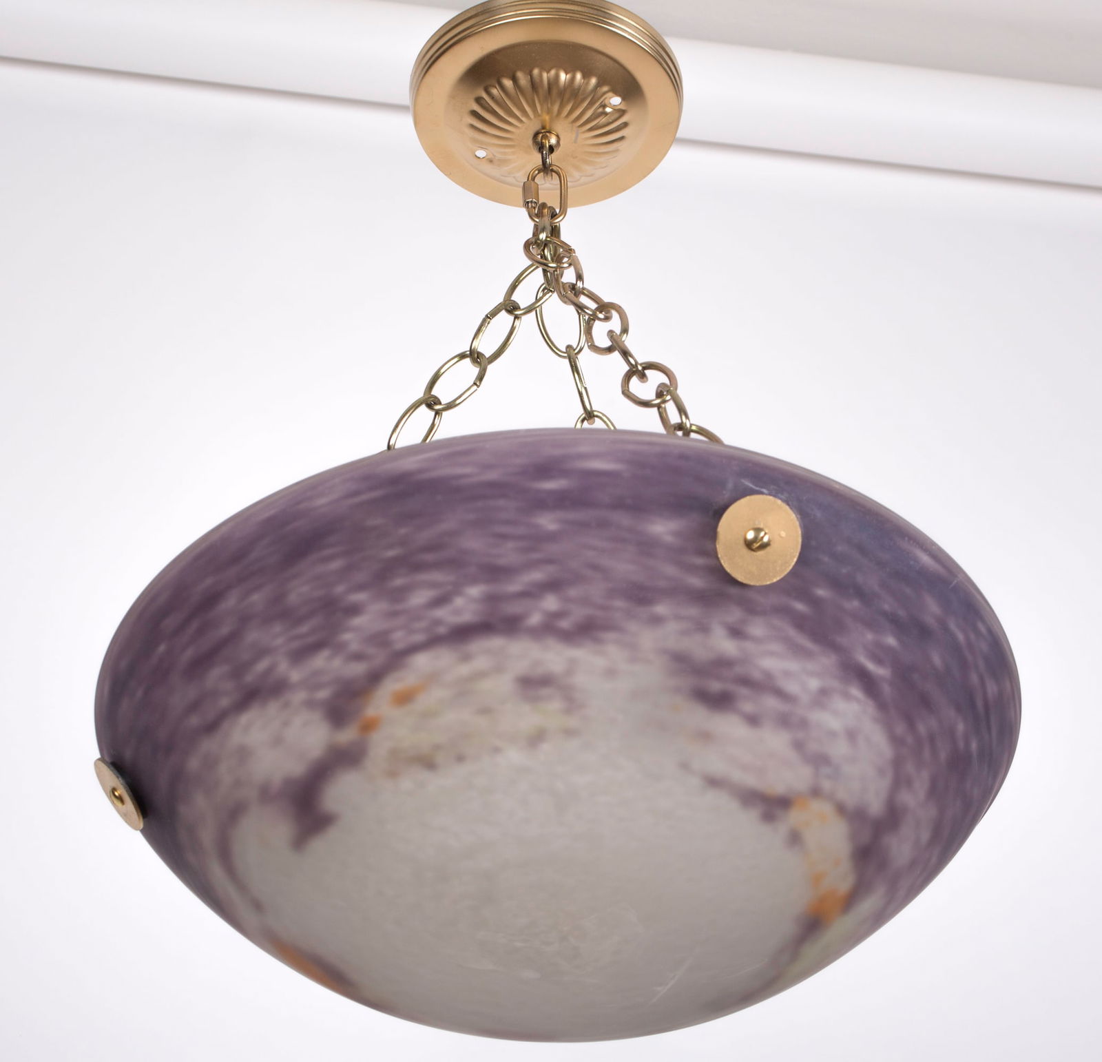 French Art-Deco marmoreal Chandelier Lorain Nancy Croismare purple - 2