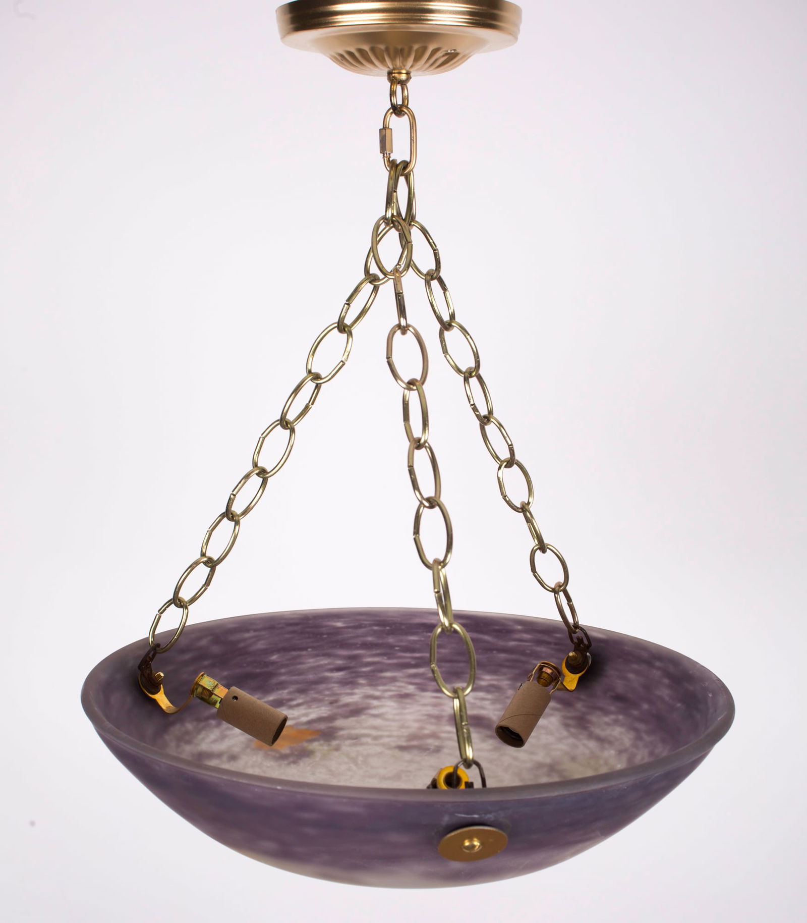 French Art-Deco marmoreal Chandelier Lorain Nancy Croismare purple - 3