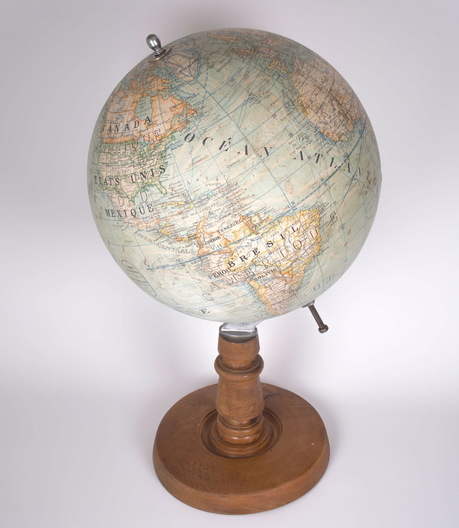 French 17" Girard Barrere et Thomas antique terrestrial globe 17 inches - 8
