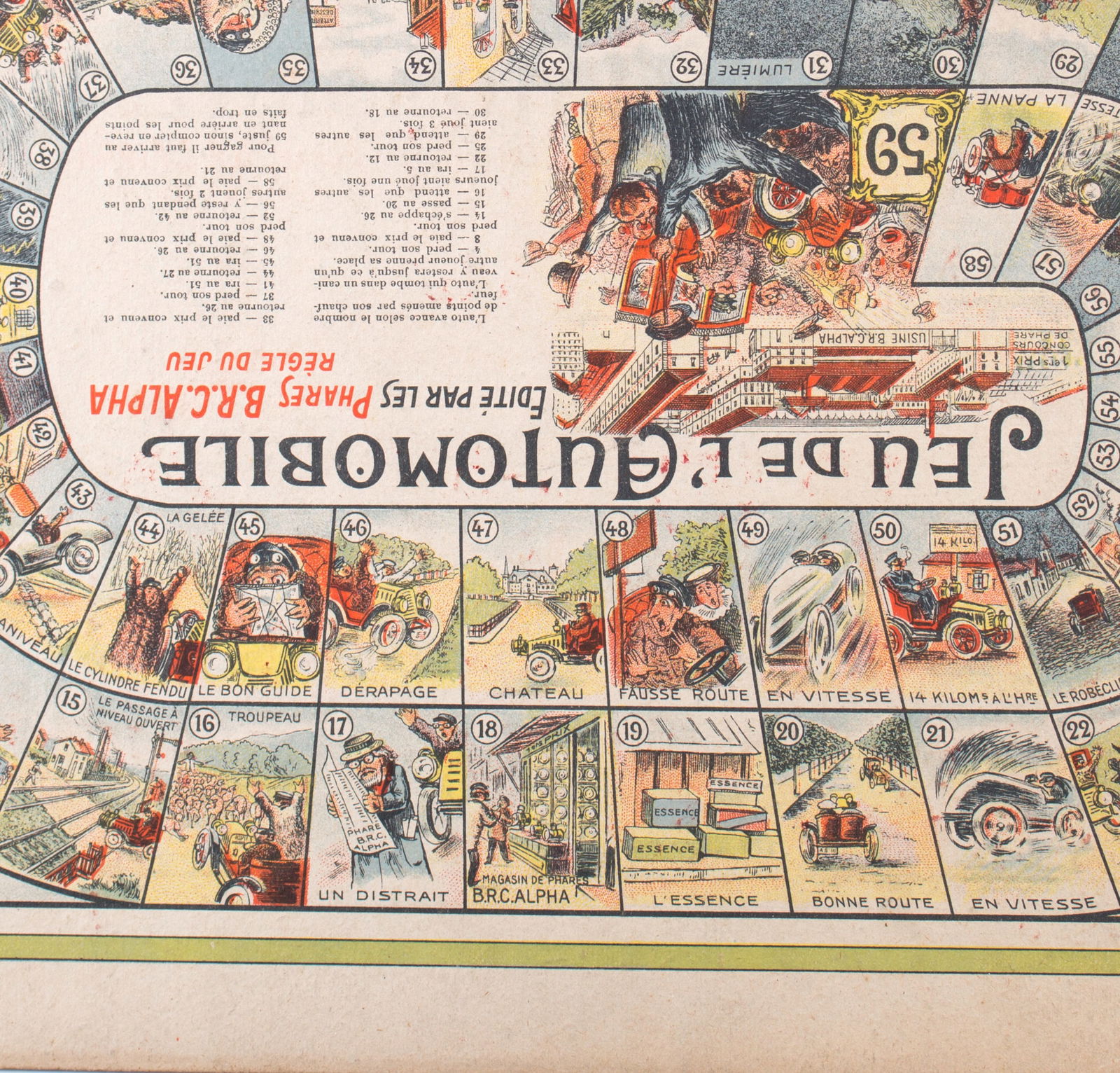 French Jeu de L'oie/ Goose game 1900 early car advertisement - 2