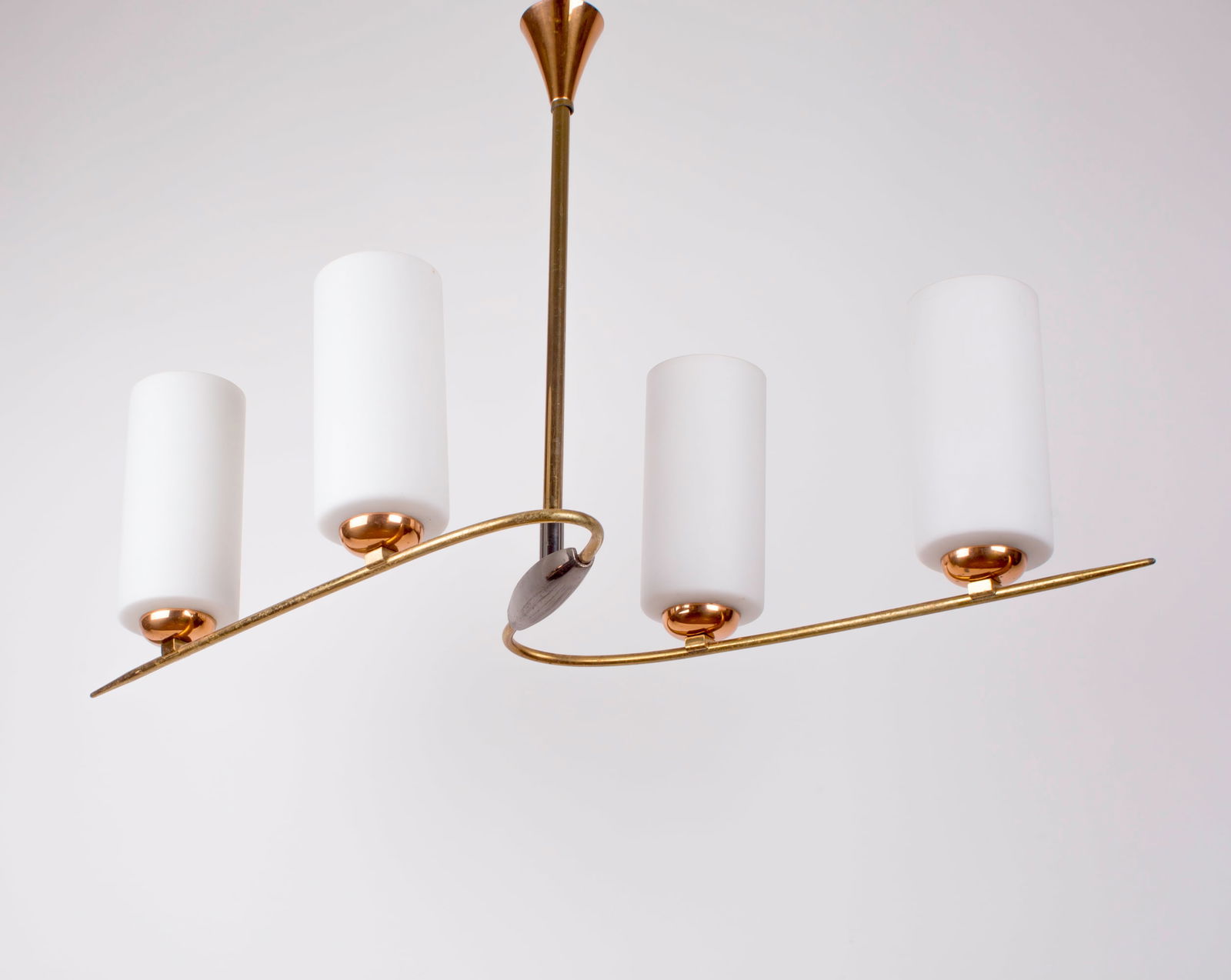 FRENCH modernist CHANDELIER LUNEL ARLUS 1960 Glass globe (1 of 5)