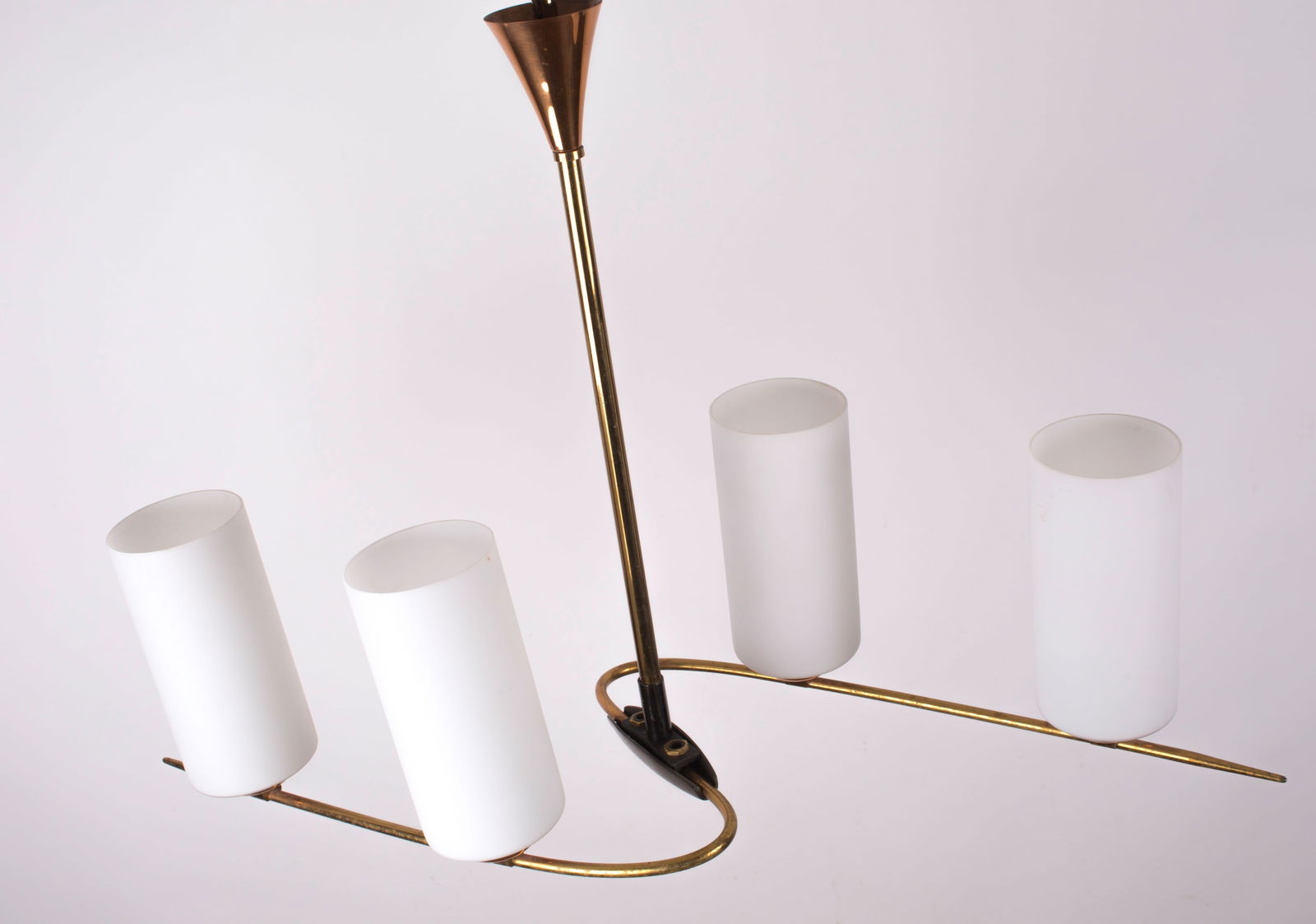 FRENCH modernist CHANDELIER LUNEL ARLUS 1960 Glass globe - 2