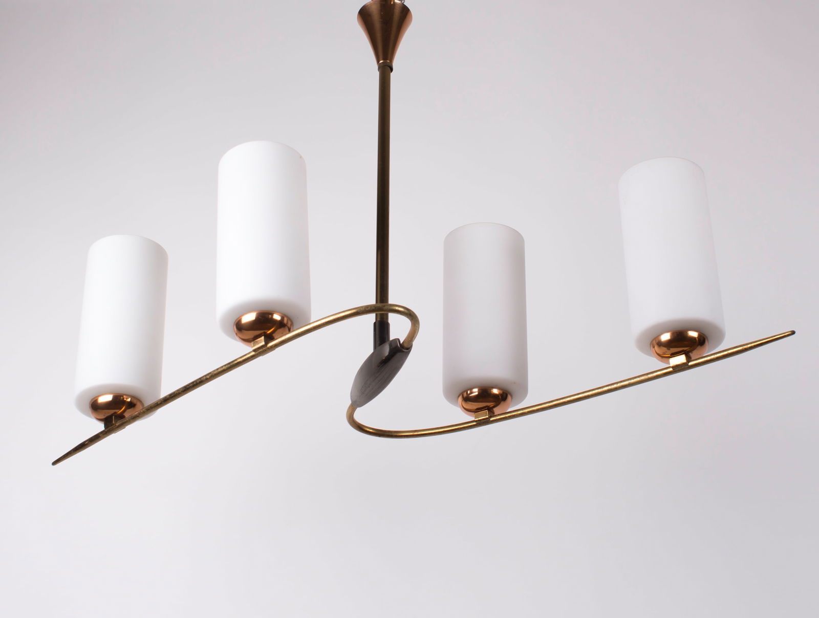 FRENCH modernist CHANDELIER LUNEL ARLUS 1960 Glass globe - 4