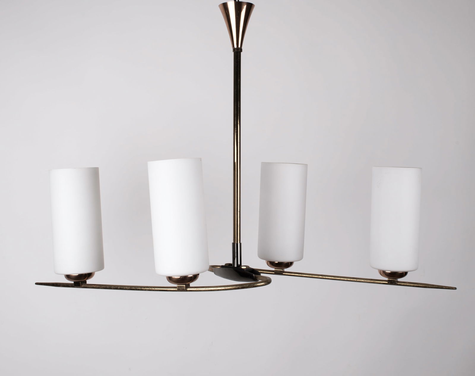 FRENCH modernist CHANDELIER LUNEL ARLUS 1960 Glass globe - 5