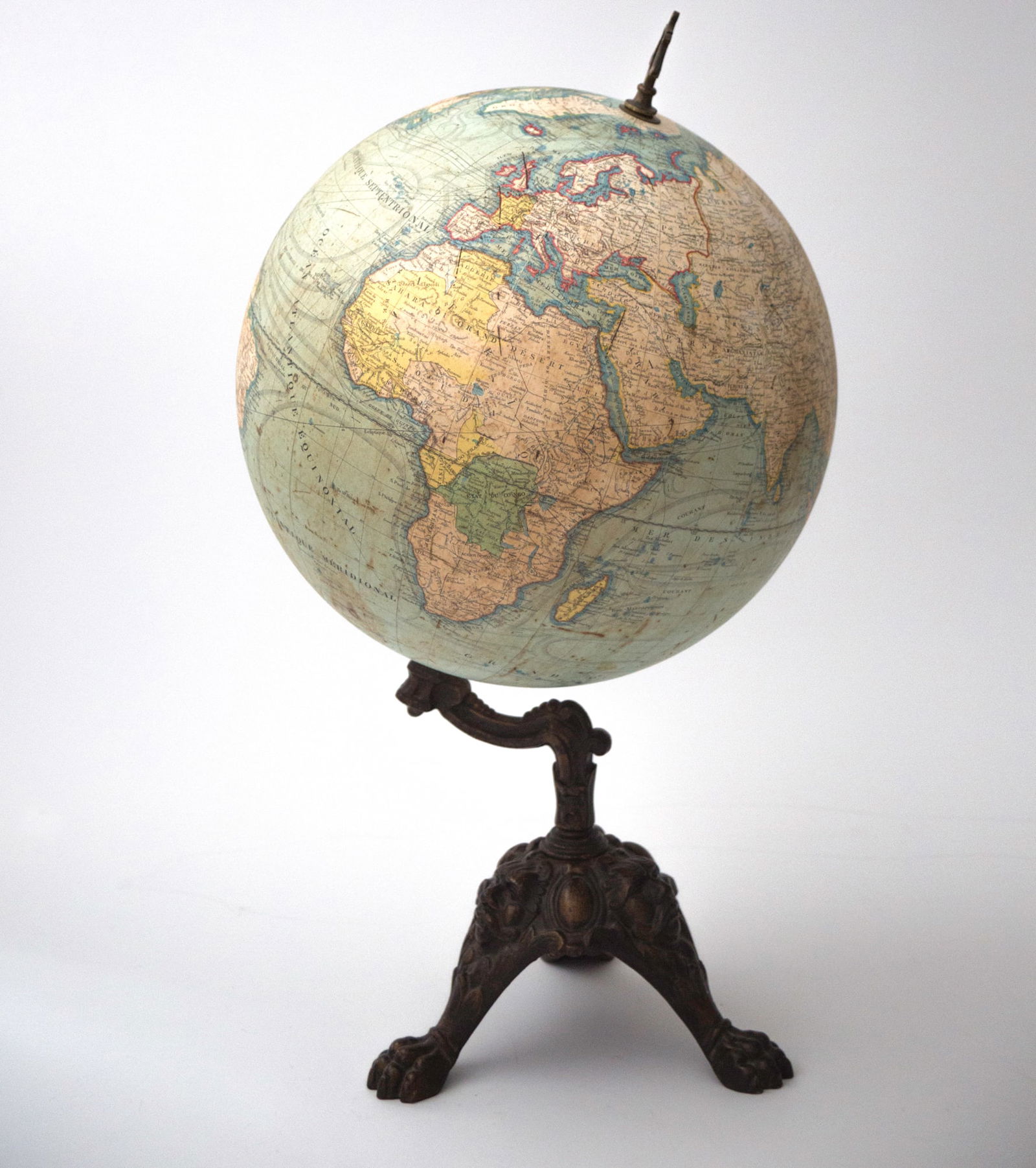 LEBEGUE 14" FRENCH TERRESTRIAL GLOBE ANTIQUE (1 of 8)