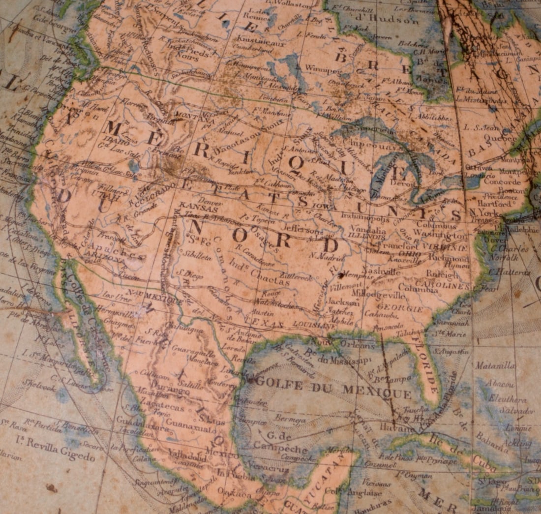 LEBEGUE 14" FRENCH TERRESTRIAL GLOBE ANTIQUE - 3