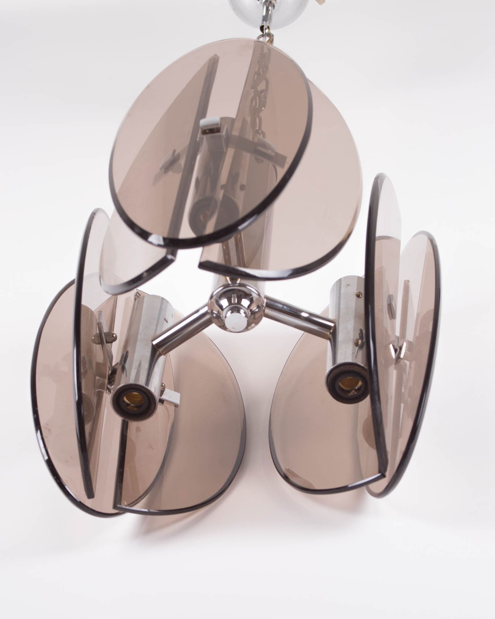 Chandelier with beveled smoke glass Fontana Arte Veca italy II - 4