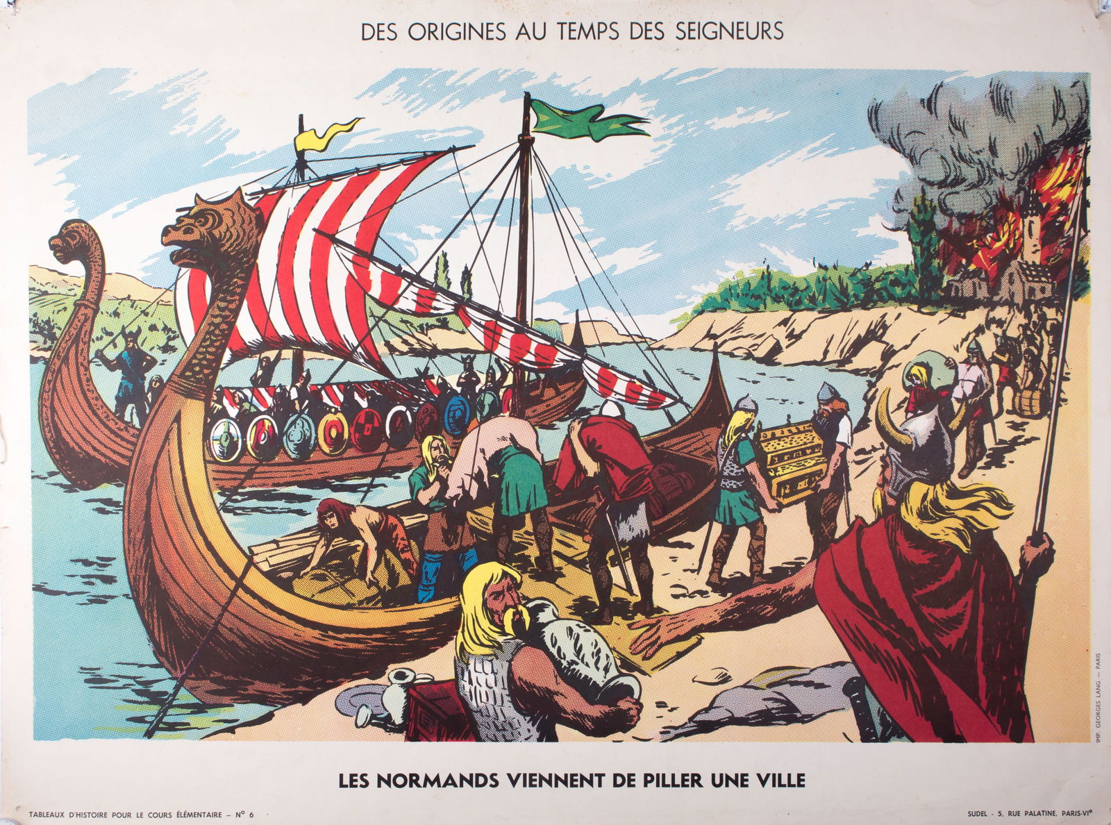 Vintage History French School Poster, Sudel , plate 6 and 2 double side1950 (1 of 3)