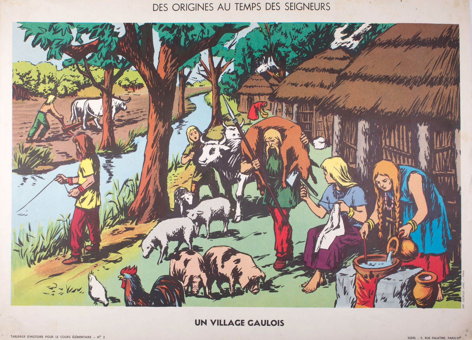 Vintage History French School Poster, Sudel , plate 6 and 2 double side1950 - 2