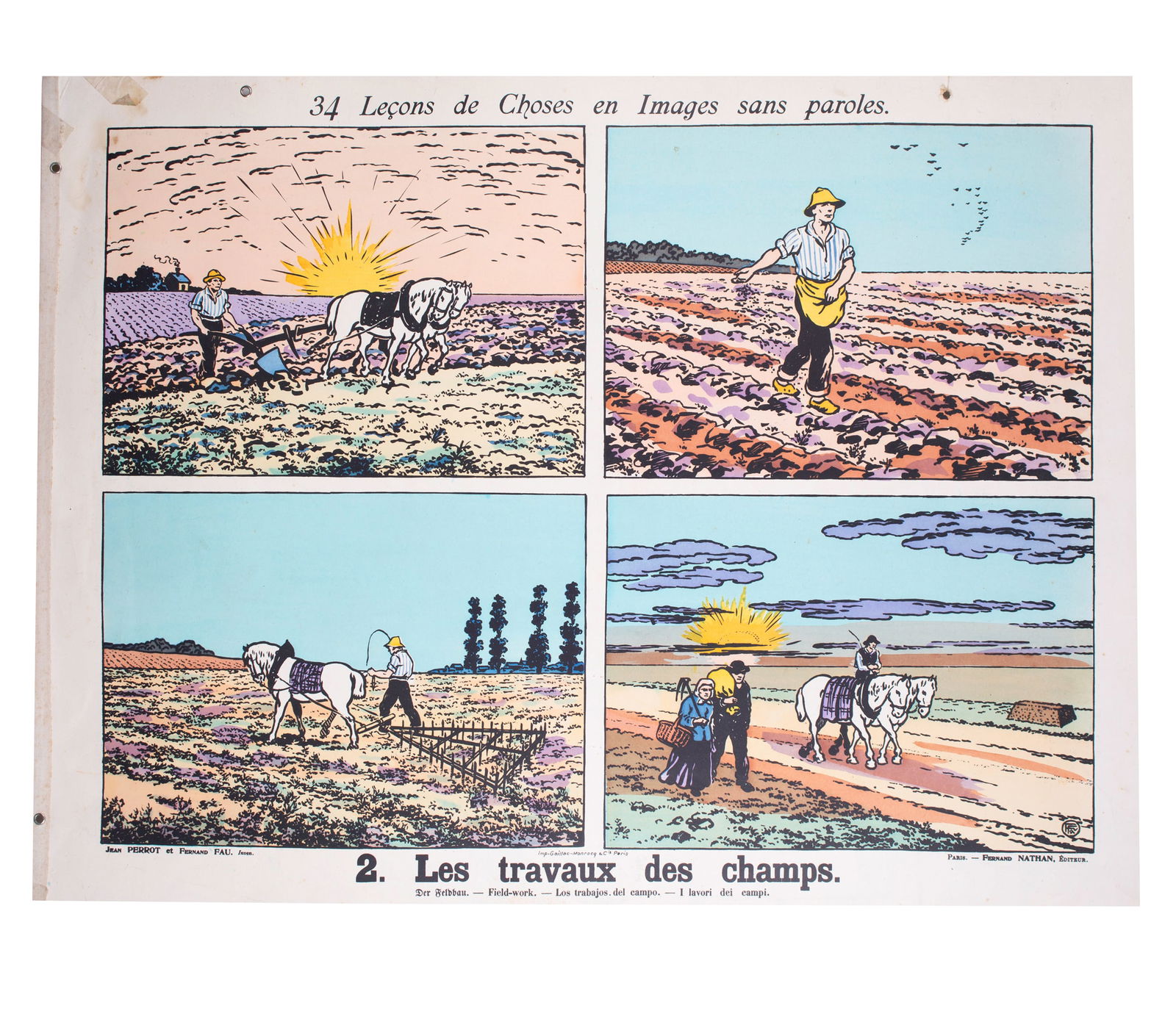 Vintage French School Poster Fernand Nathan farming - Double-Sided 1920/1940 - 2