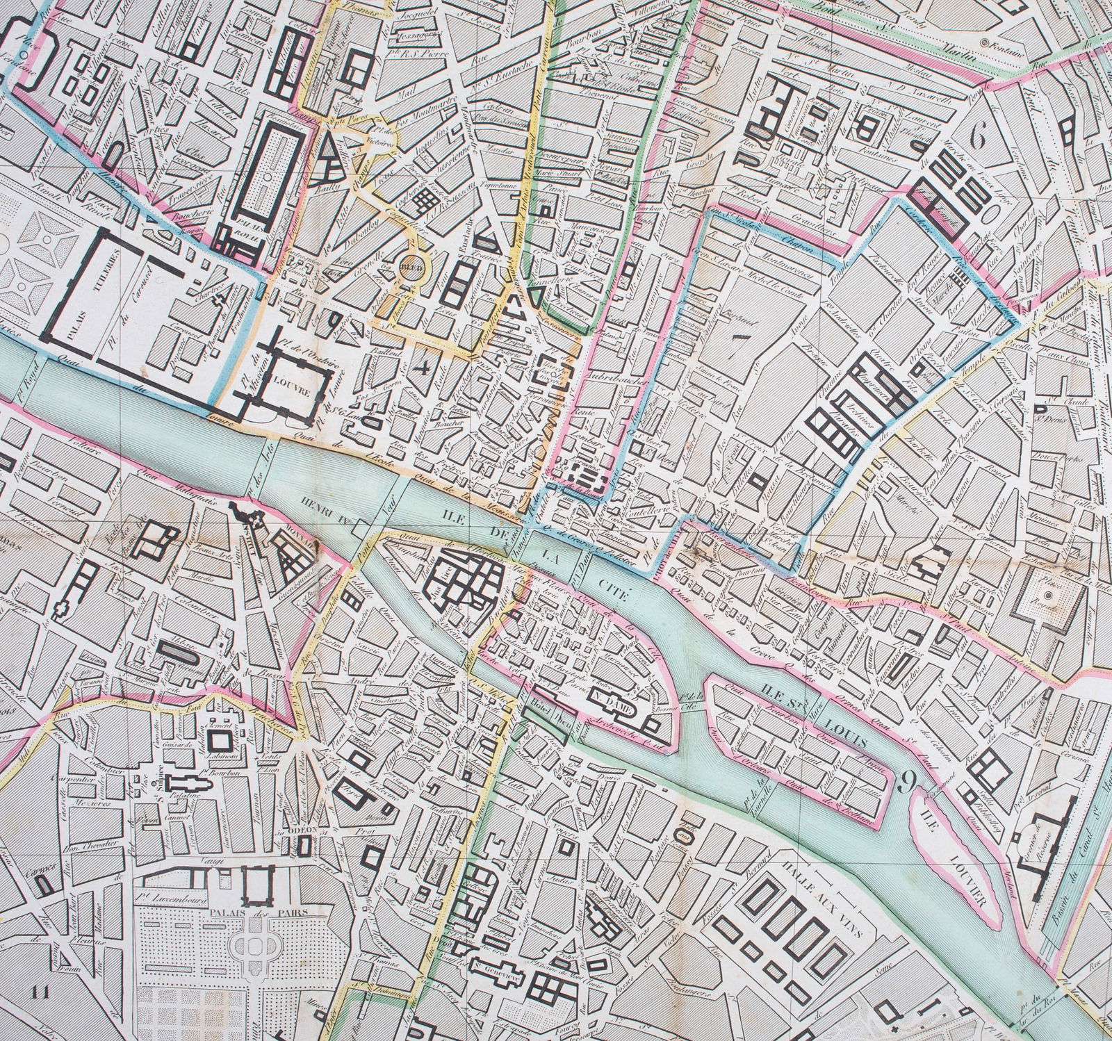 1828 large French map Nouveau plan de la ville de Paris 12 arrondissements - 3