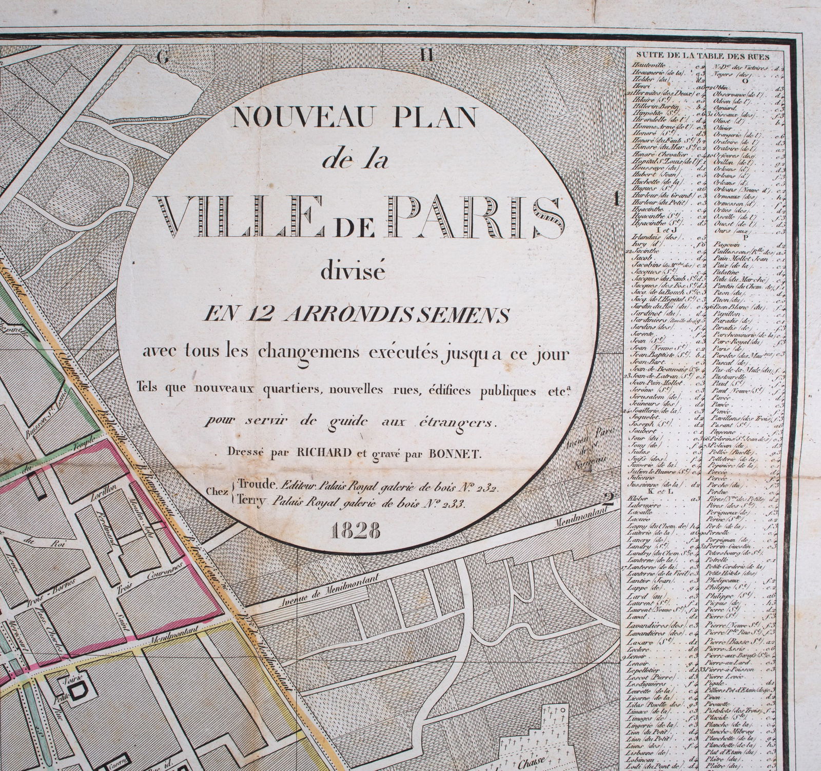 1828 large French map Nouveau plan de la ville de Paris 12 arrondissements - 4