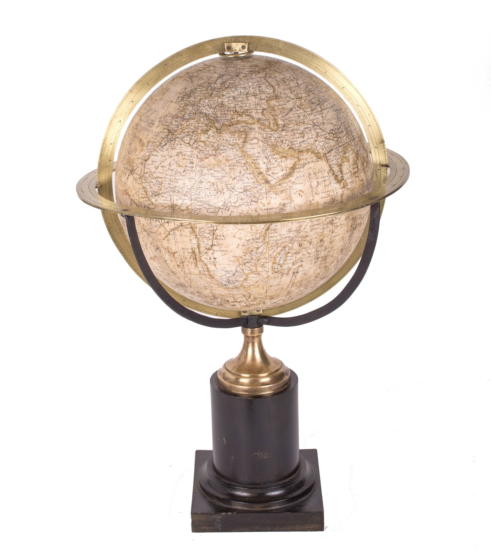 1831 Charles Dien 14" FRENCH TERRESTRIAL GLOBE ANTIQUE BRASS MERIDIEN (1 of 8)