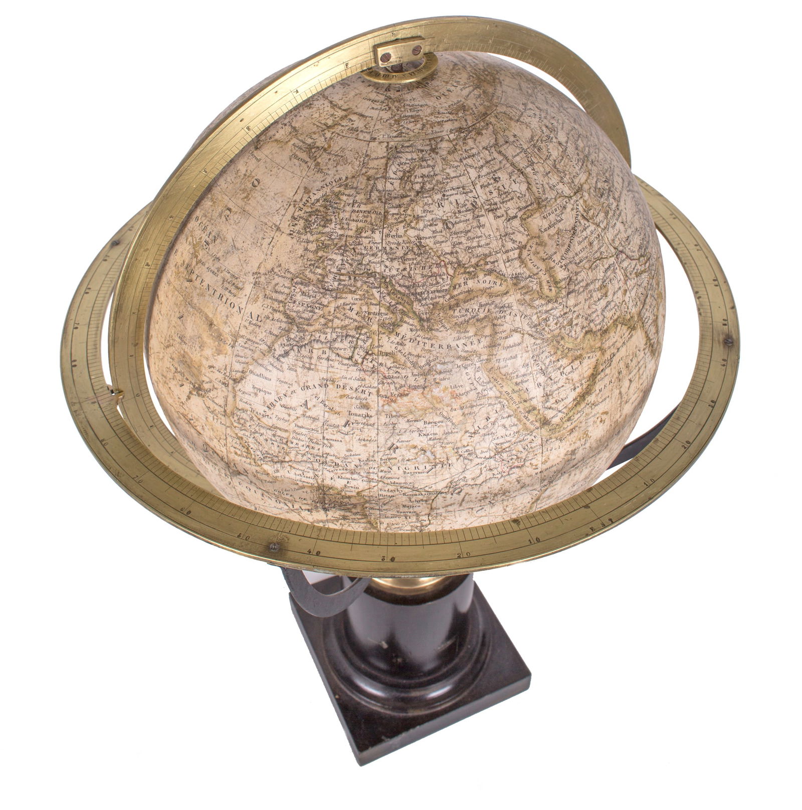 1831 Charles Dien 14" FRENCH TERRESTRIAL GLOBE ANTIQUE BRASS MERIDIEN - 3