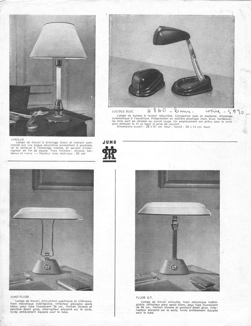 FRENCH MODERNIST DESK LAMP JUMO LUCIDUS BLOC BOLIDE Black color - 5