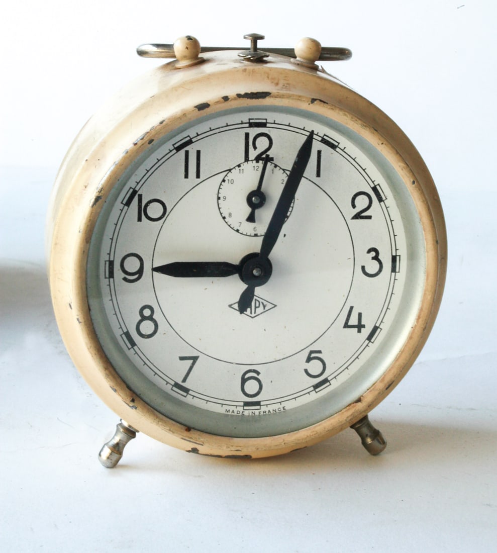 French white Art Deco alarm Clock Japy (1 of 2)