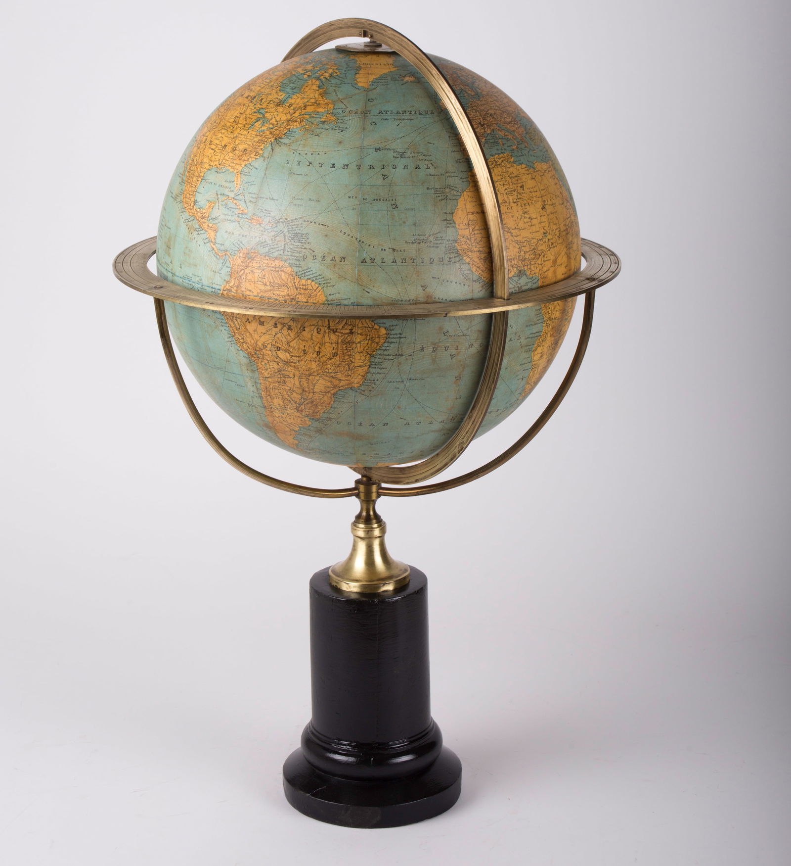 1870 DELAGRAVE FRENCH TERRESTRIAL ANTIQUE GLOBE 14 " - 2