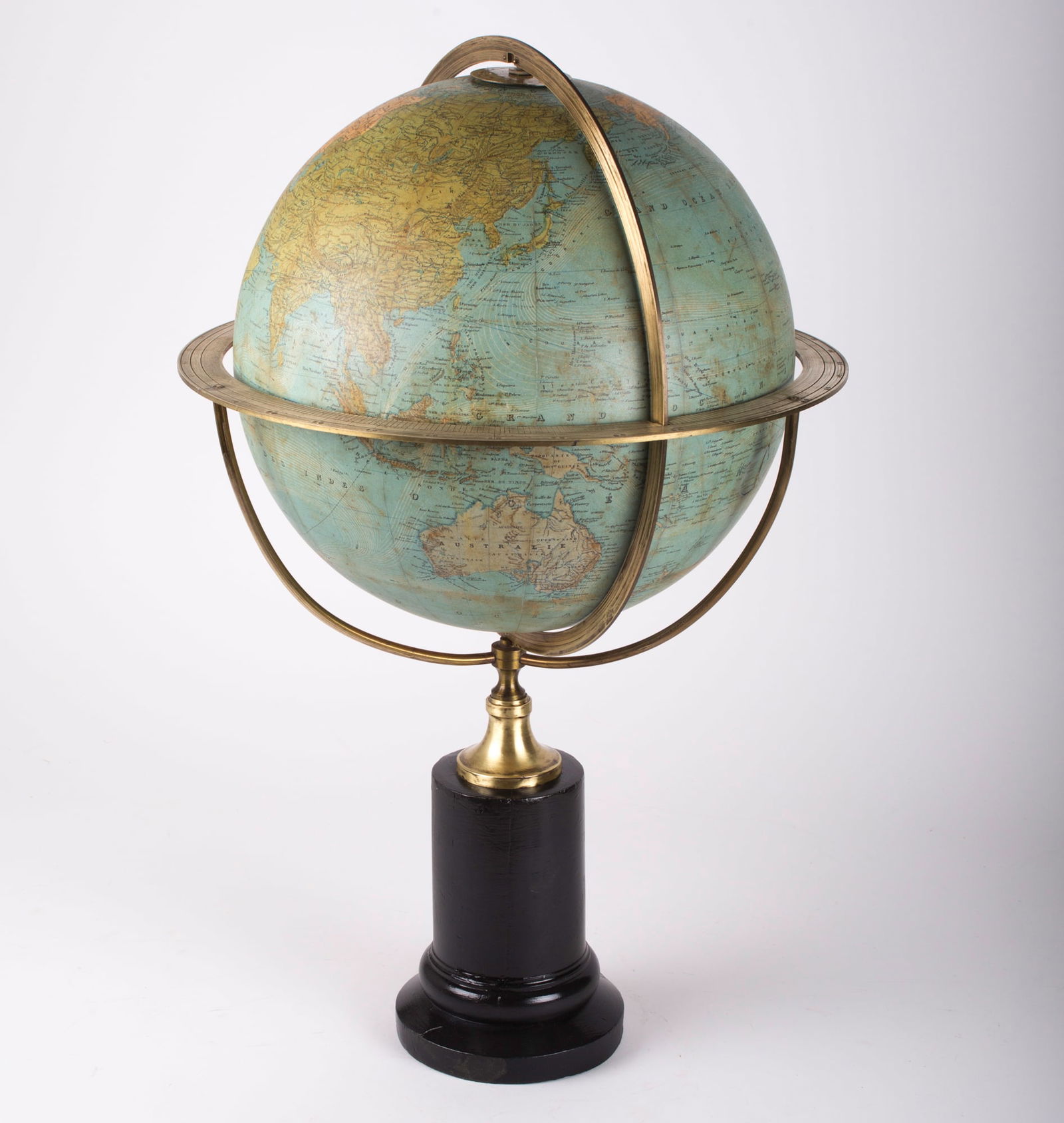 1870 DELAGRAVE FRENCH TERRESTRIAL ANTIQUE GLOBE 14 " - 5