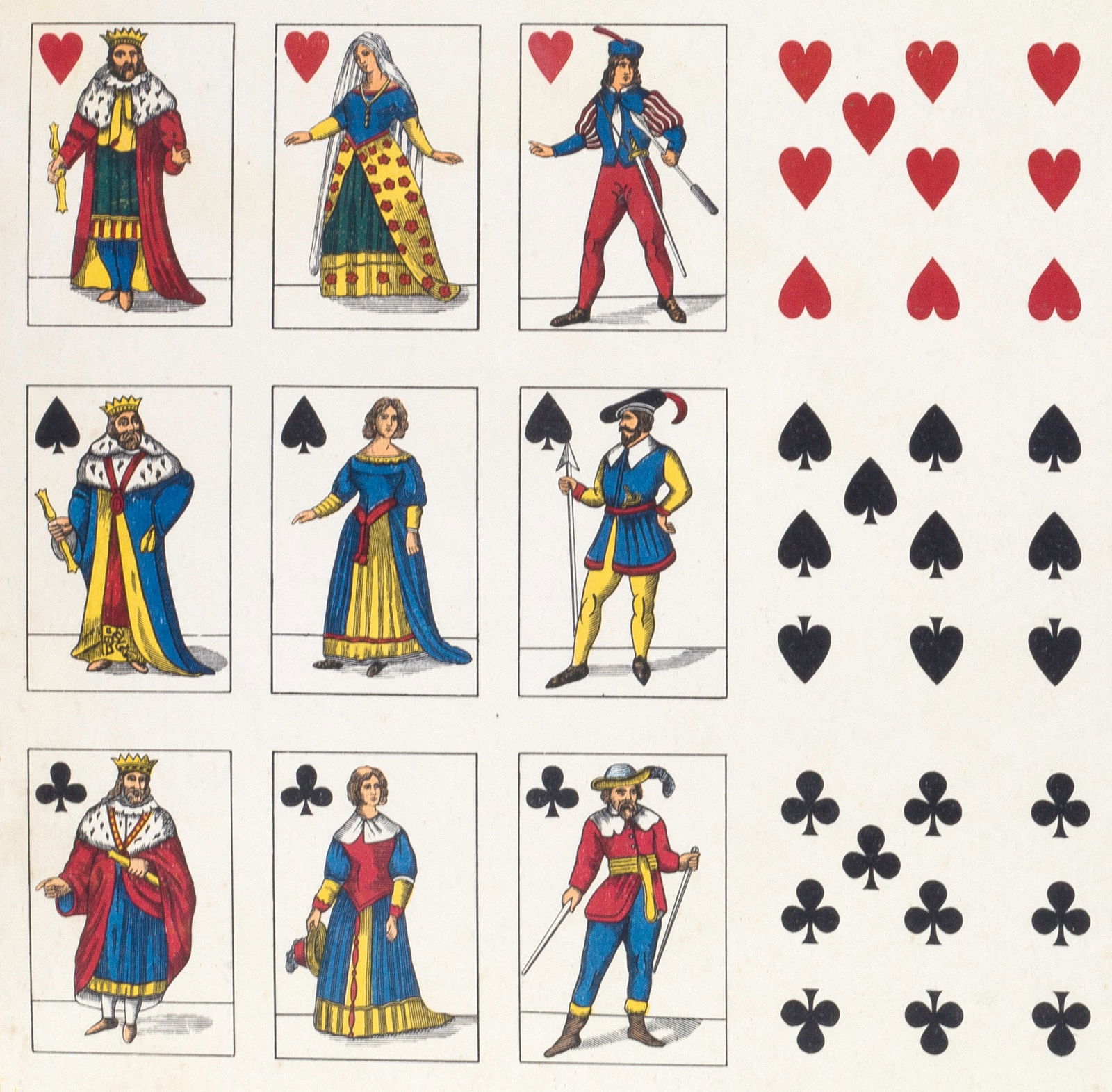 Uncut sheet playing card French suite PIGNALOSA NAPOLI full body - 3