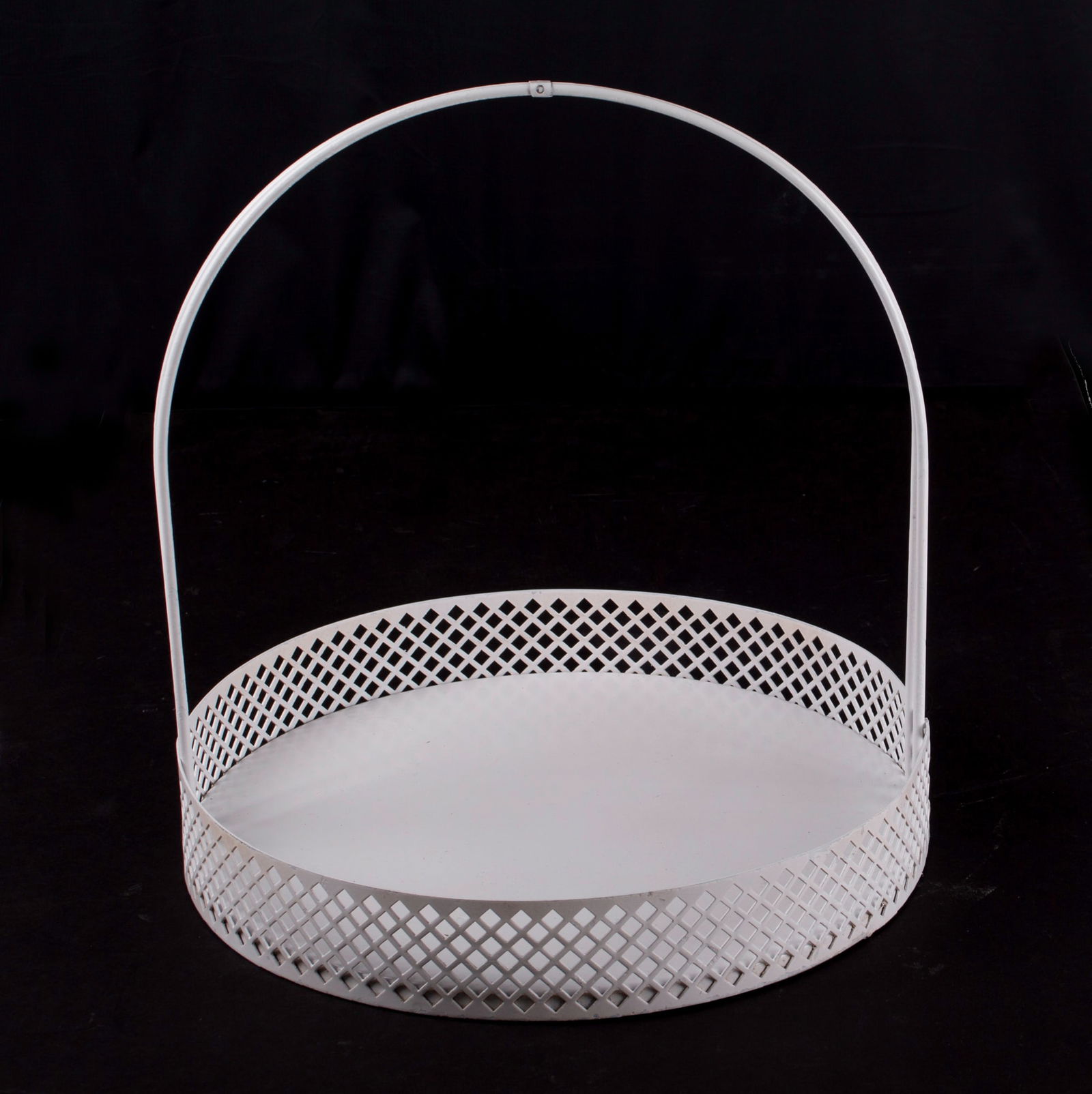 Mategot mid century round Basket rigitulle with square rigitulle - 4