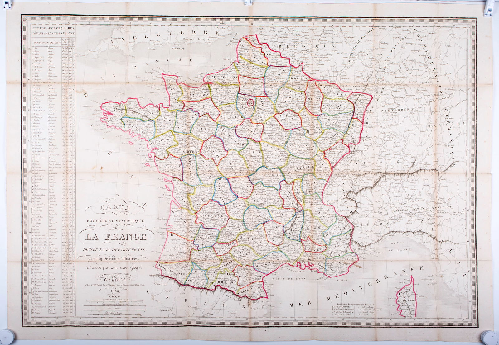 French road map of France published by Avar Toussaint 1833 (1 of 3)
