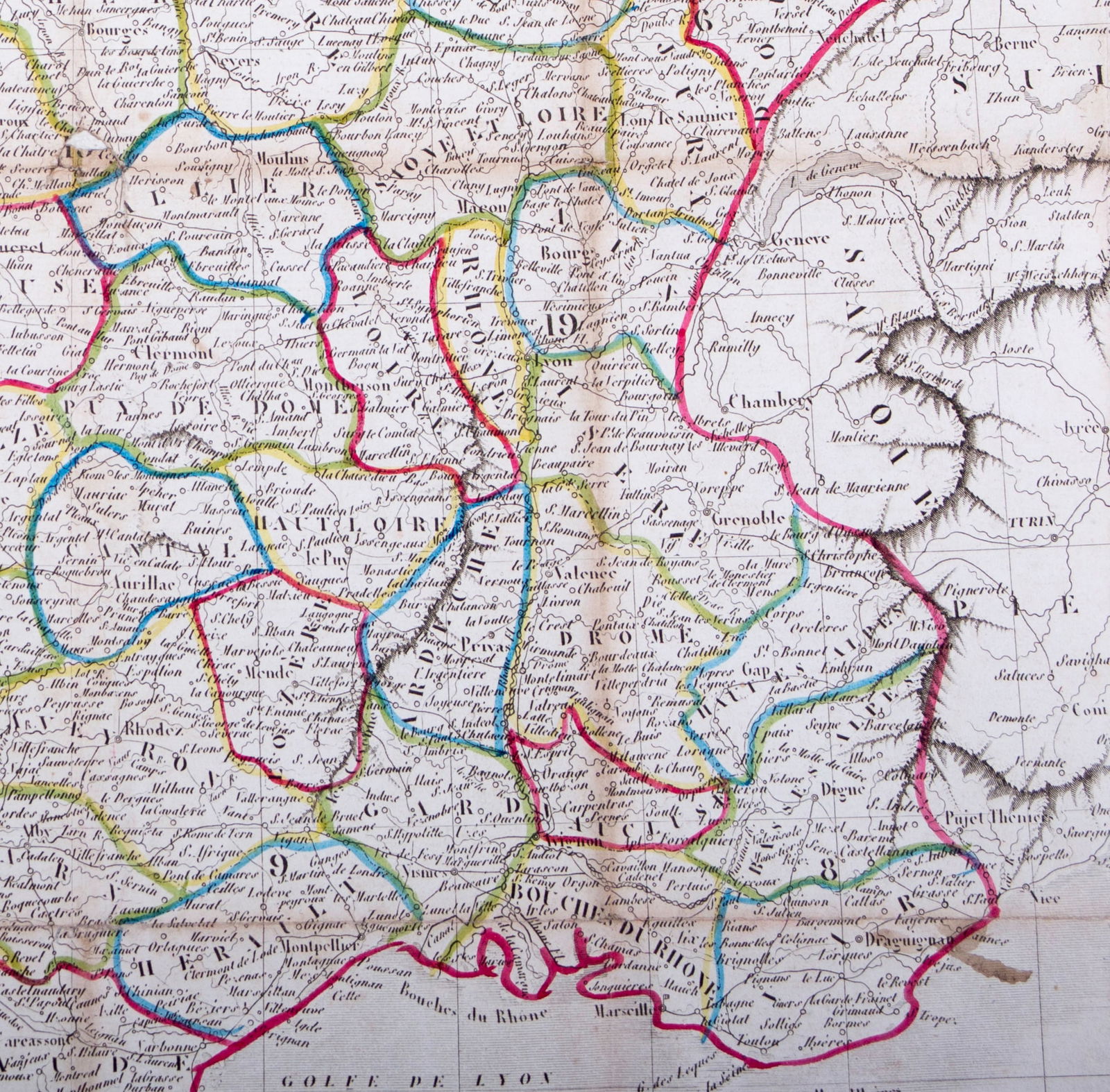 French road map of France published by Avar Toussaint 1833 - 2