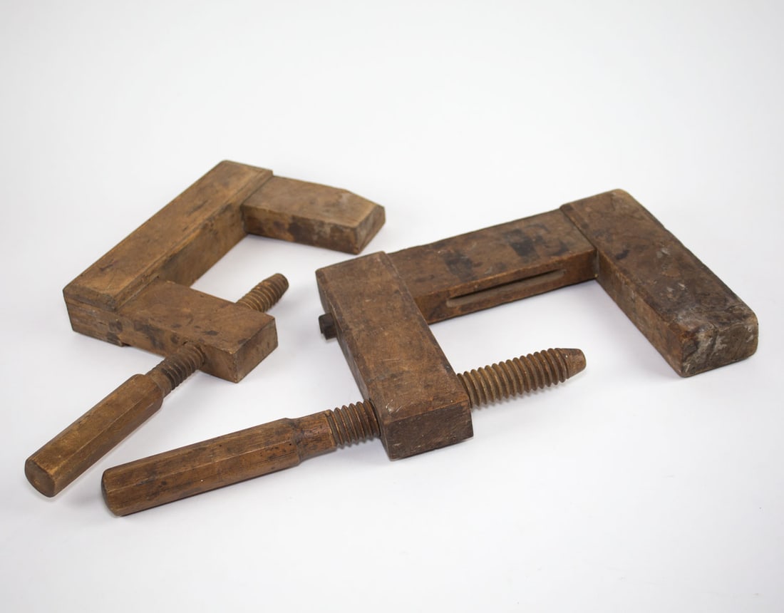 pair of Antique Wood extensible clamp 19th (1 of 2)
