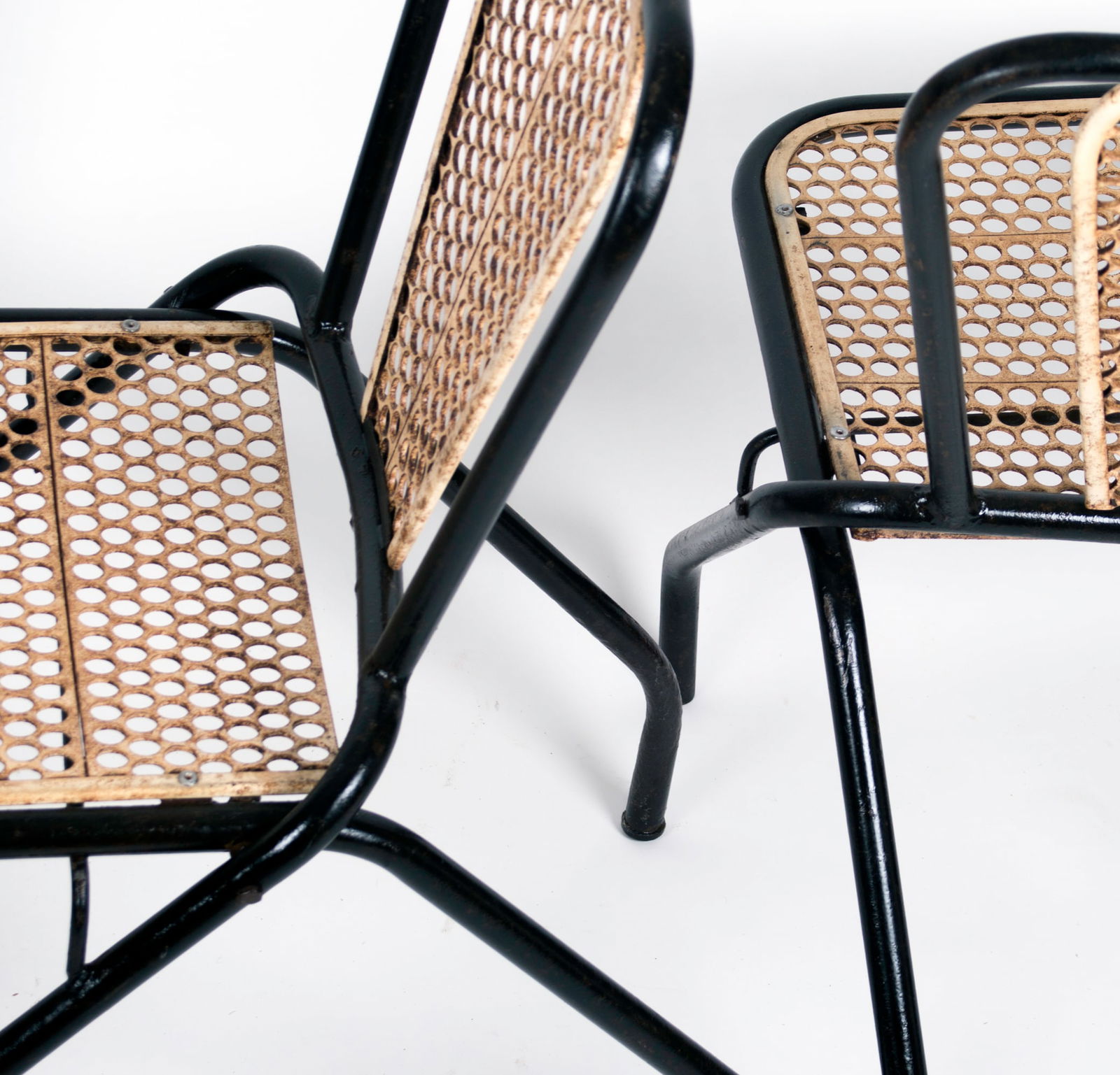 Set of 3 Rene Malaval metal garden chair French mid century - 3