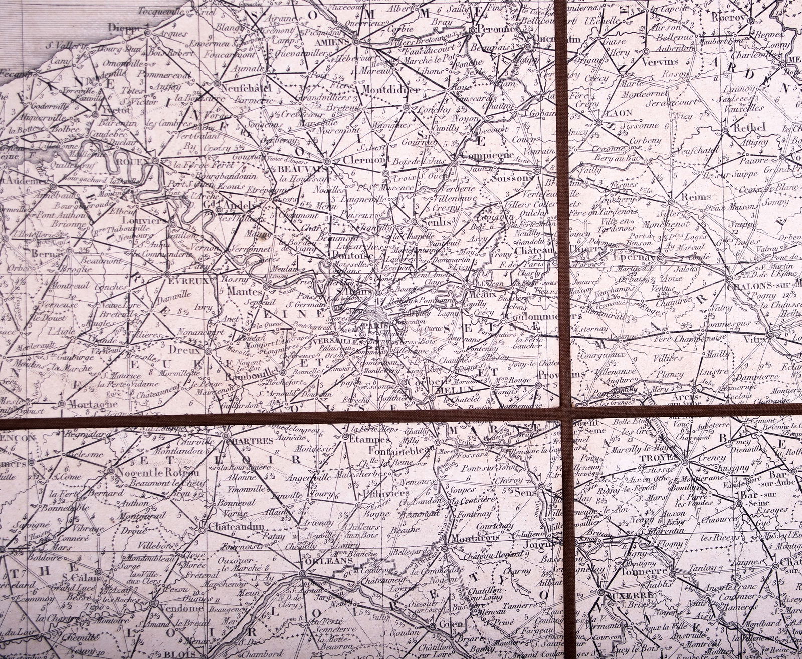 French map of France road map Logerot Paris 1837 , Fremin geogra - 2